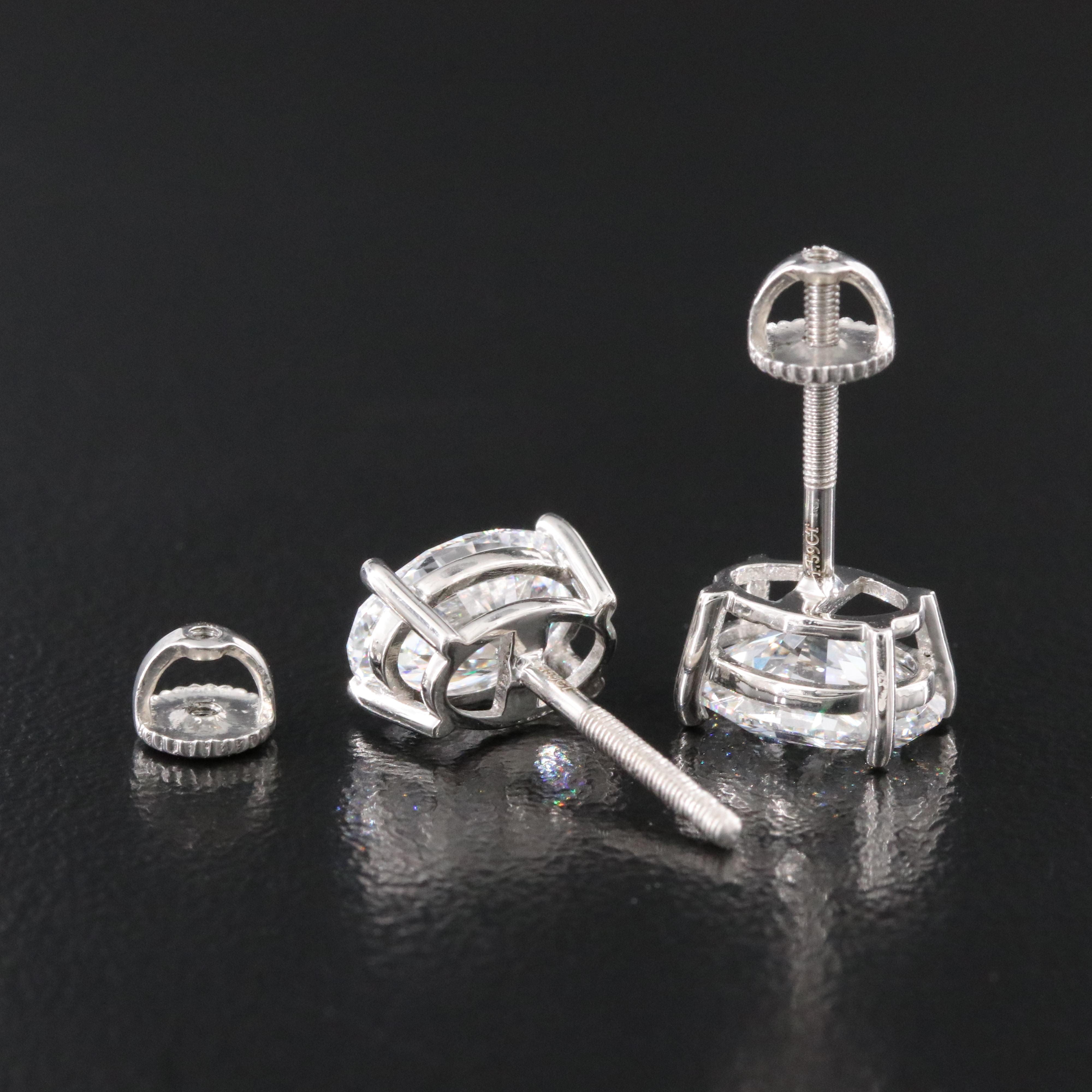 Platinum 3.18 CTW Lab Grown Diamond Solitaire Stud Earrings with IGI Report