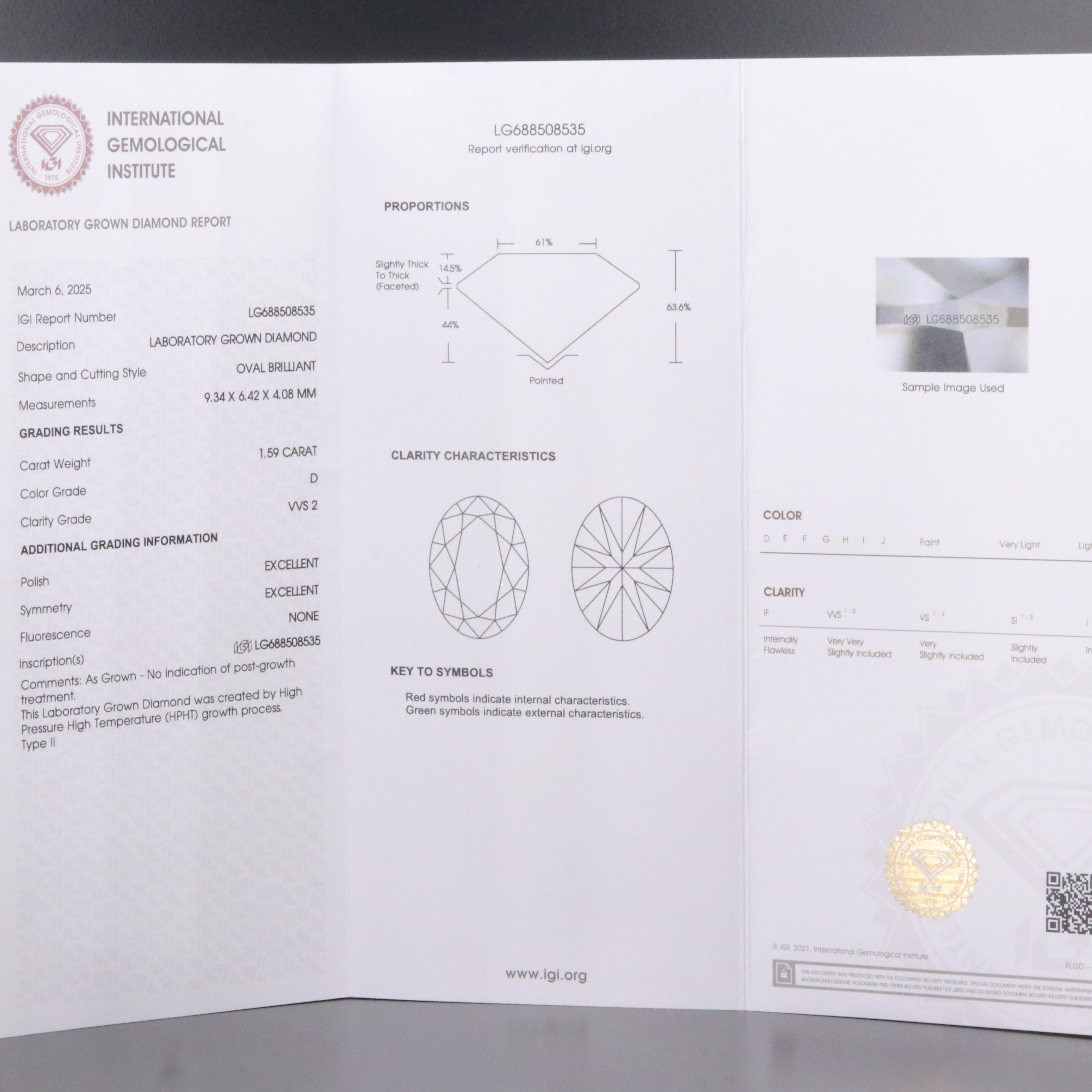 Platinum 3.18 CTW Lab Grown Diamond Solitaire Stud Earrings with IGI Report