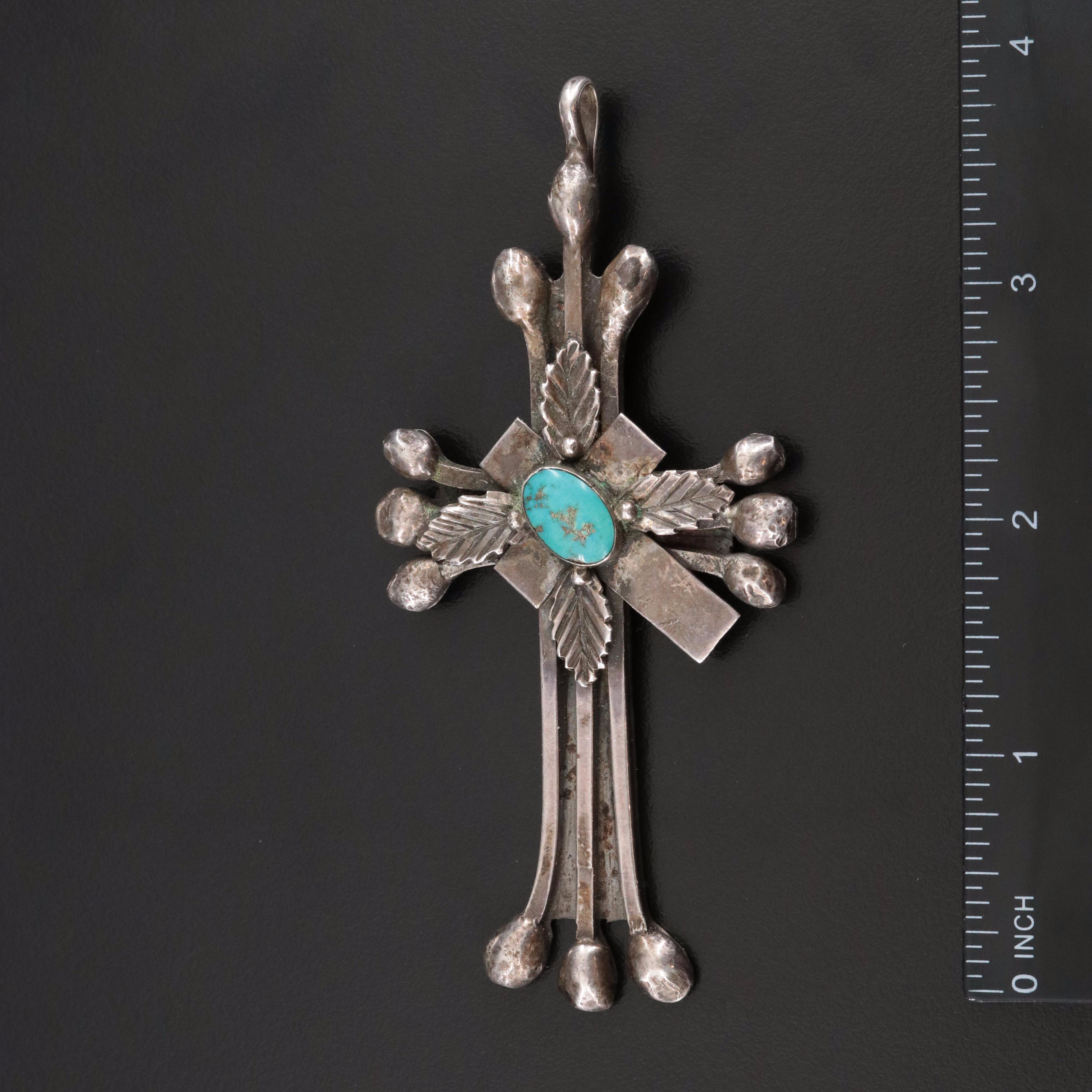 Southwestern 950 Silver & Sterling Turquoise Crosses Including Signed