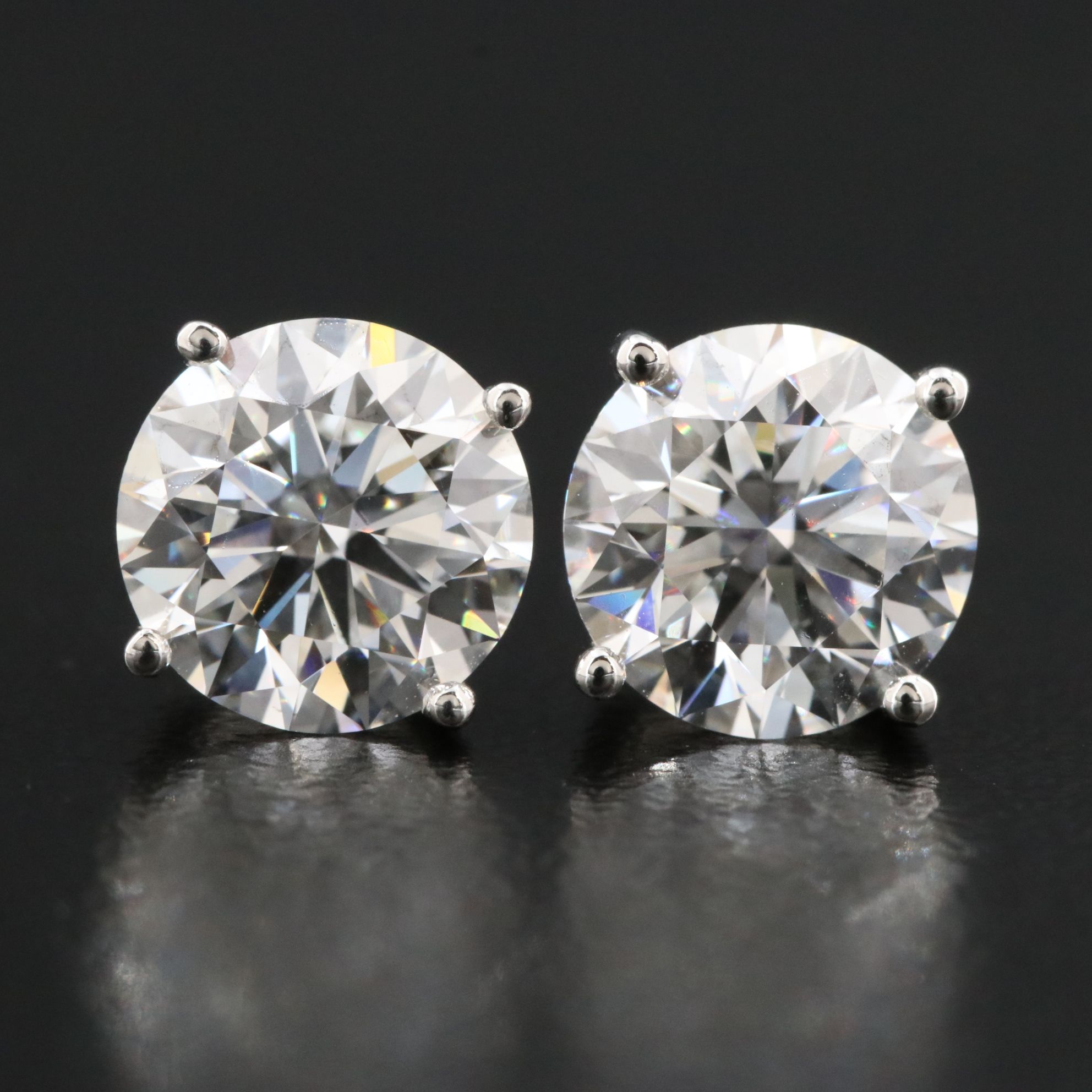 Platinum 3.62 CTW Lab Grown Diamond Solitaire Stud Earrings with IGI Reports