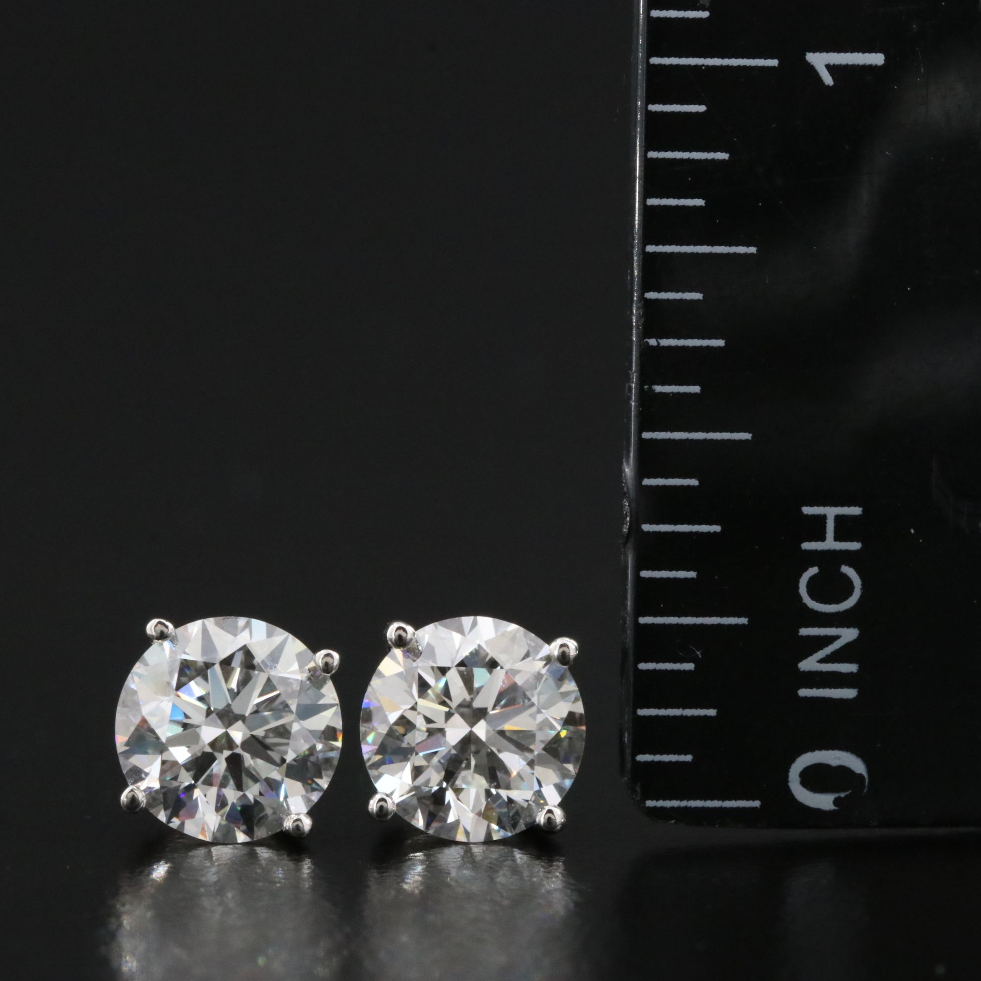 Platinum 3.62 CTW Lab Grown Diamond Solitaire Stud Earrings with IGI Reports