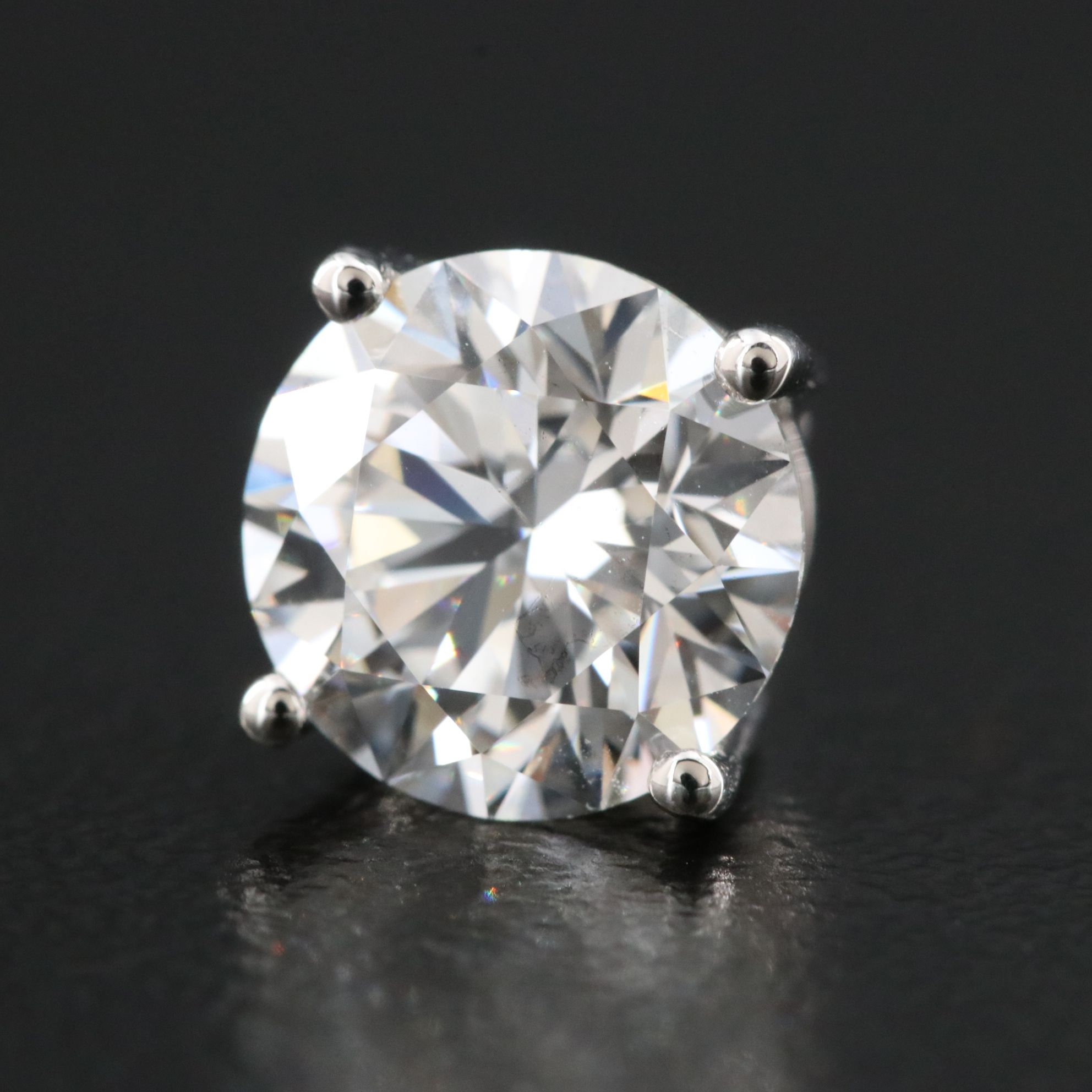 Platinum 3.62 CTW Lab Grown Diamond Solitaire Stud Earrings with IGI Reports