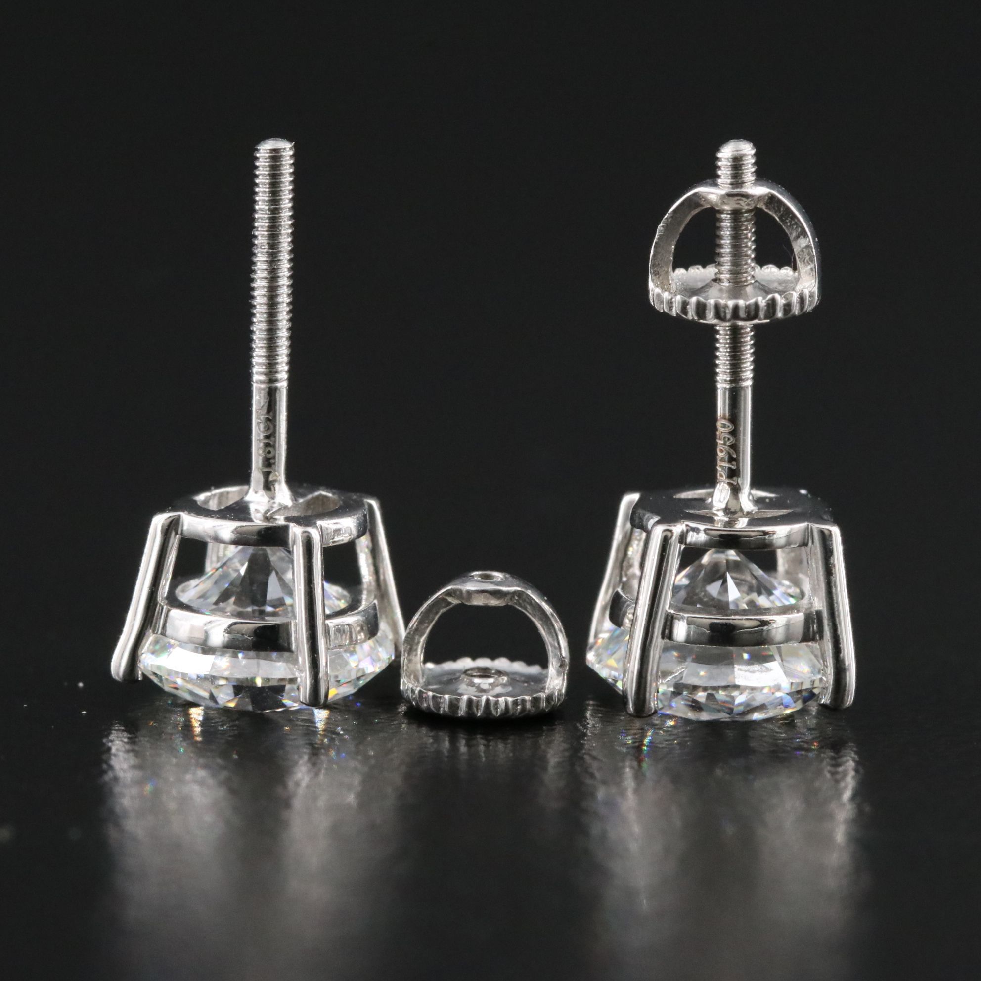 Platinum 3.62 CTW Lab Grown Diamond Solitaire Stud Earrings with IGI Reports