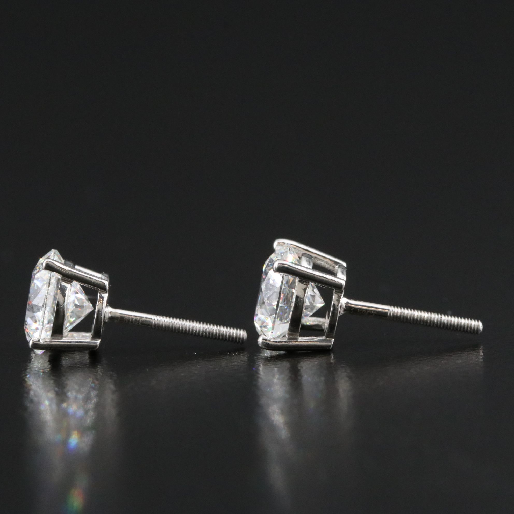 Platinum 3.62 CTW Lab Grown Diamond Solitaire Stud Earrings with IGI Reports