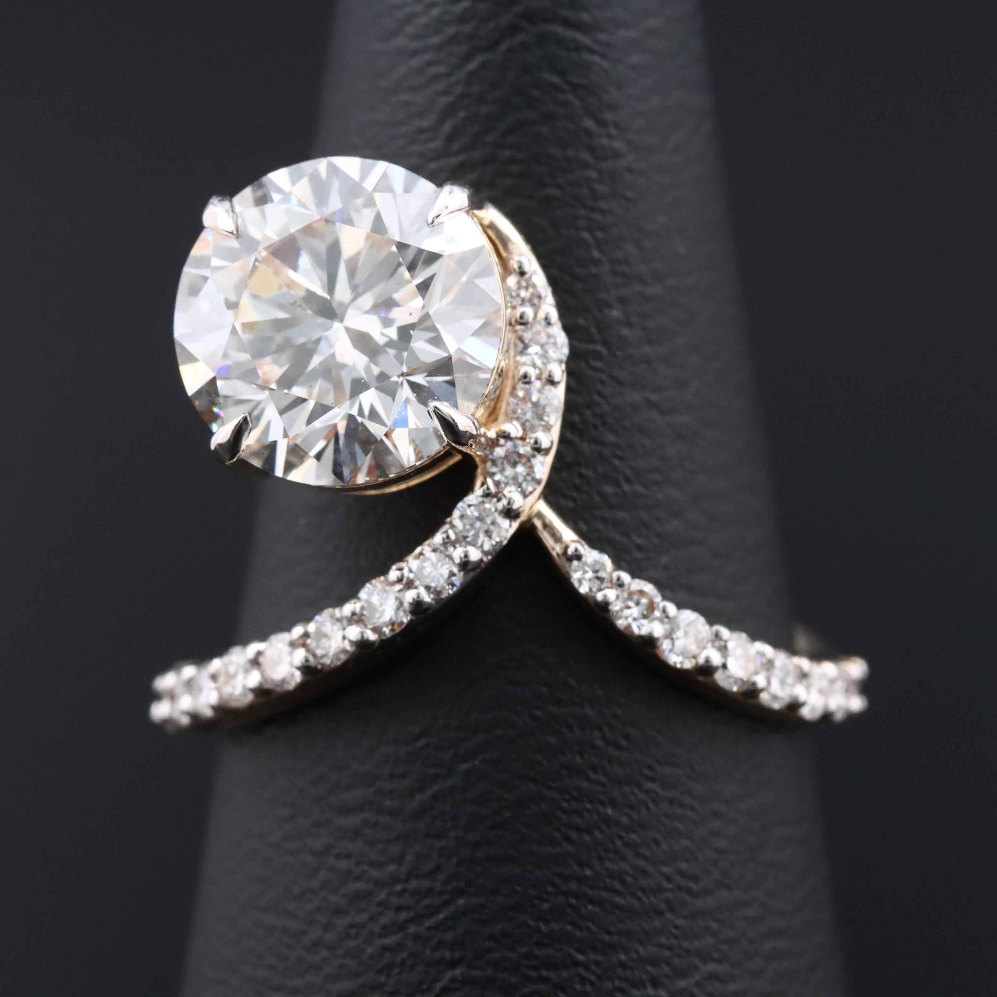 14K 3.64 CTW Lab Grown Diamond Aigrette Ring with IGI Report