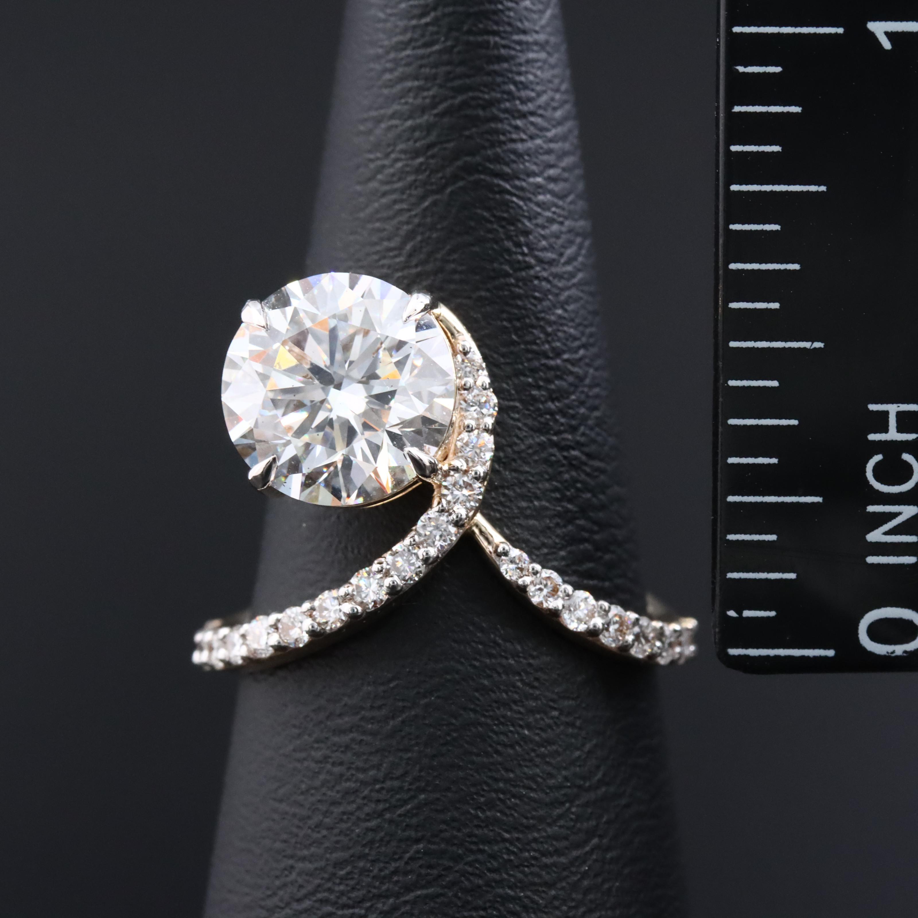 14K 3.64 CTW Lab Grown Diamond Aigrette Ring with IGI Report