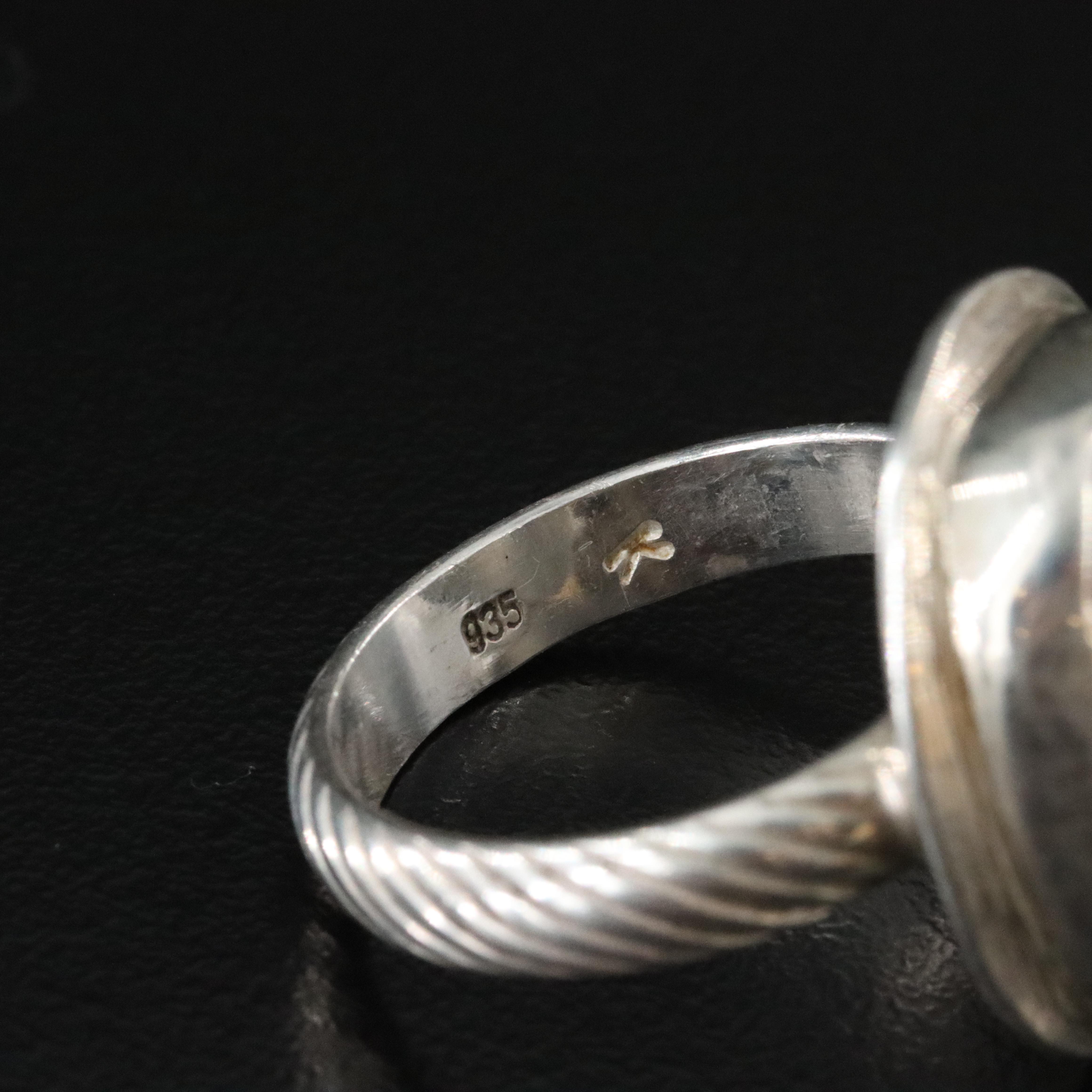 Sterling and 935 Silver Rings with Art Glass