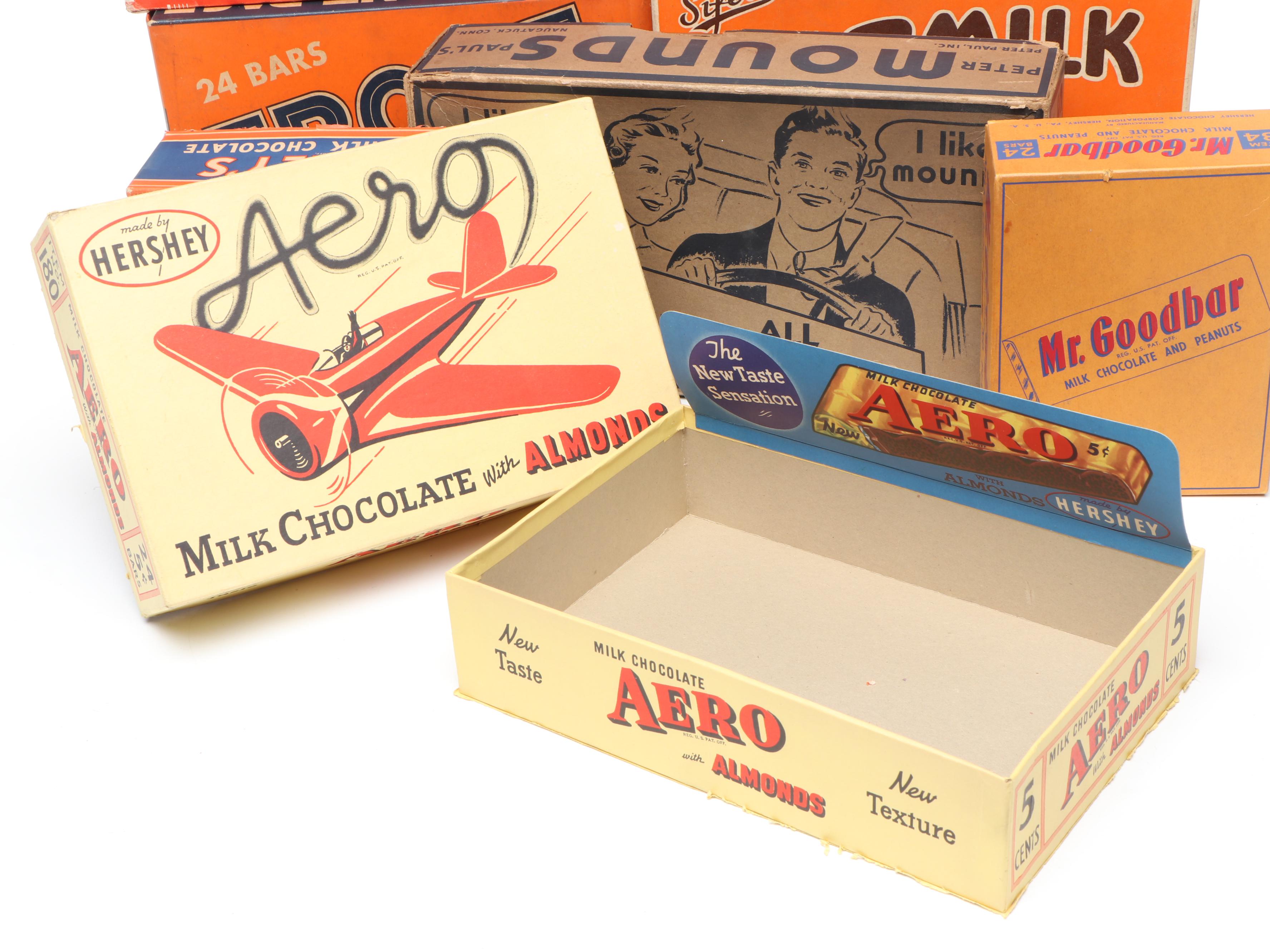 Aero, Clark, Hershey's and More Candy Bar Boxes, Mid-20th Century