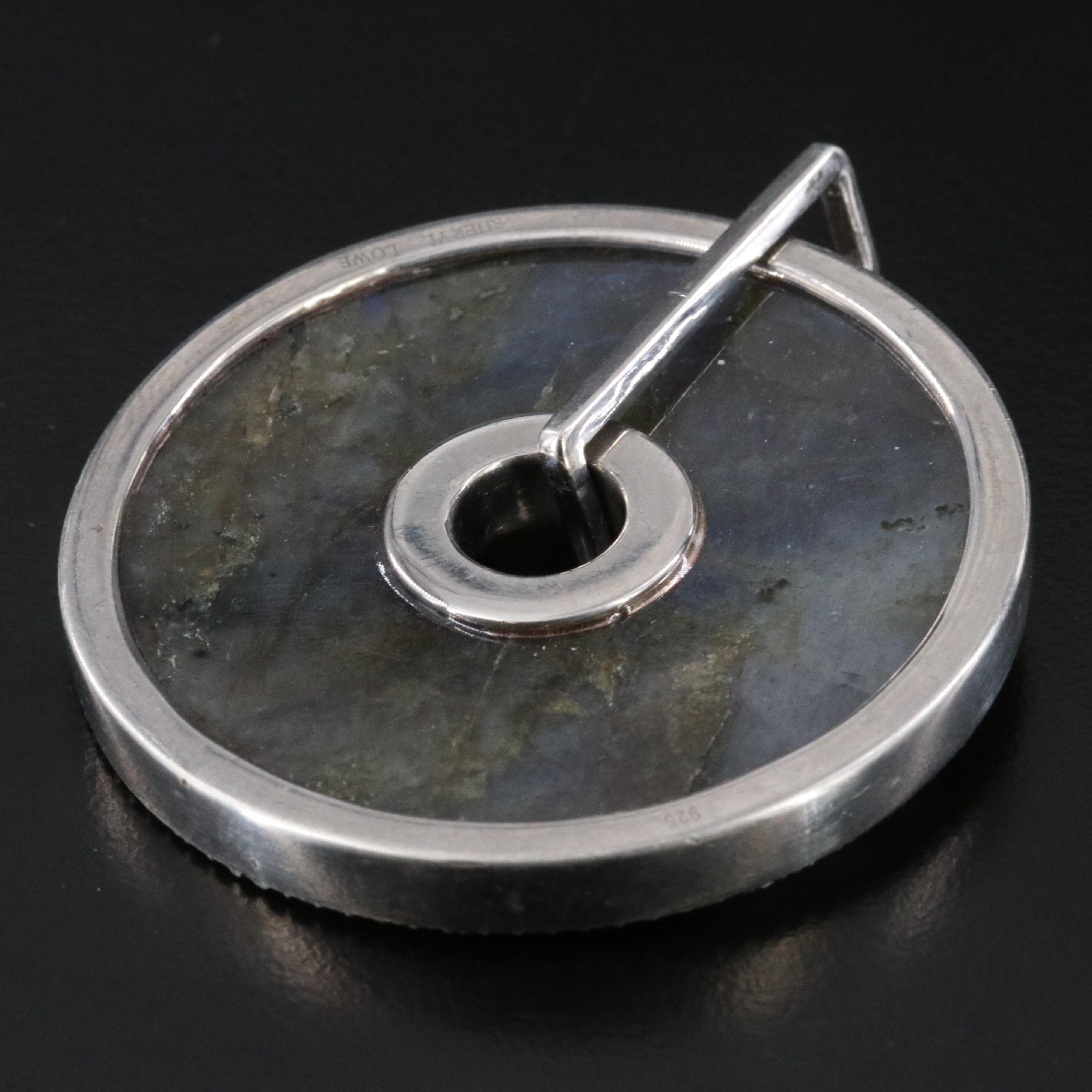 Sheryl Lowe Sterling Labradorite and Diamond Disc Pendant
