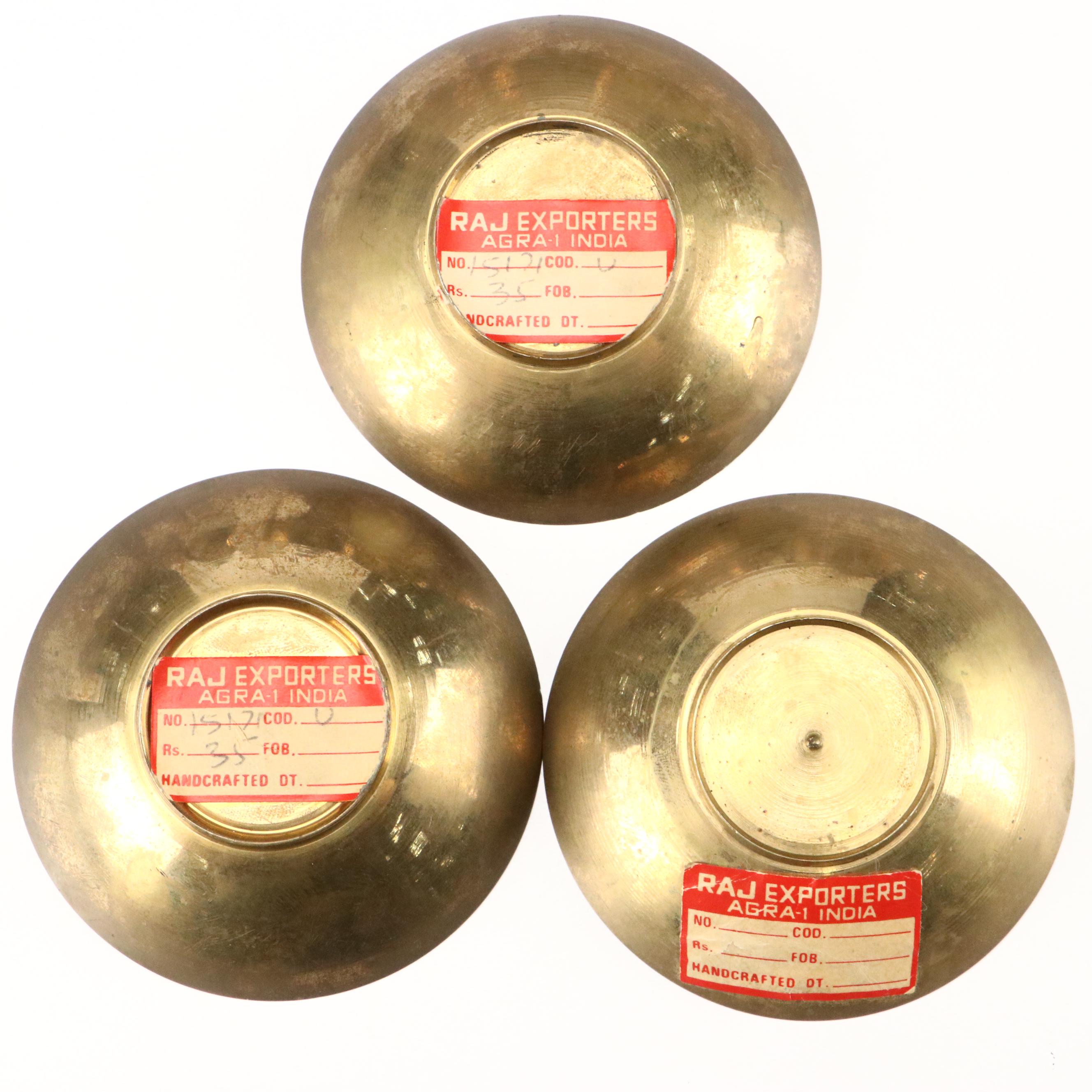 Indian Enamel Plates and Brass Cricket Box with Other Décor