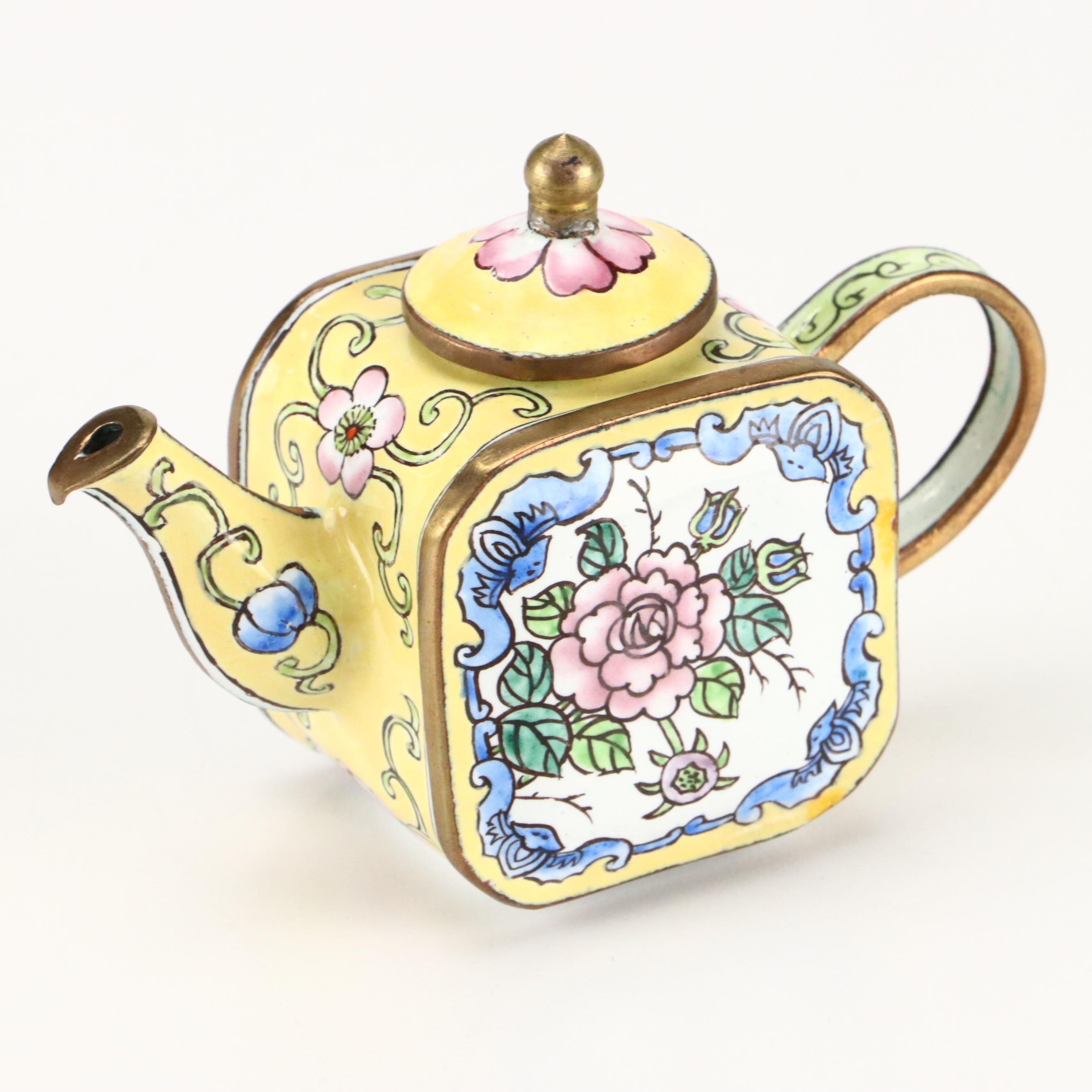 Indian Enamel Plates and Brass Cricket Box with Other Décor