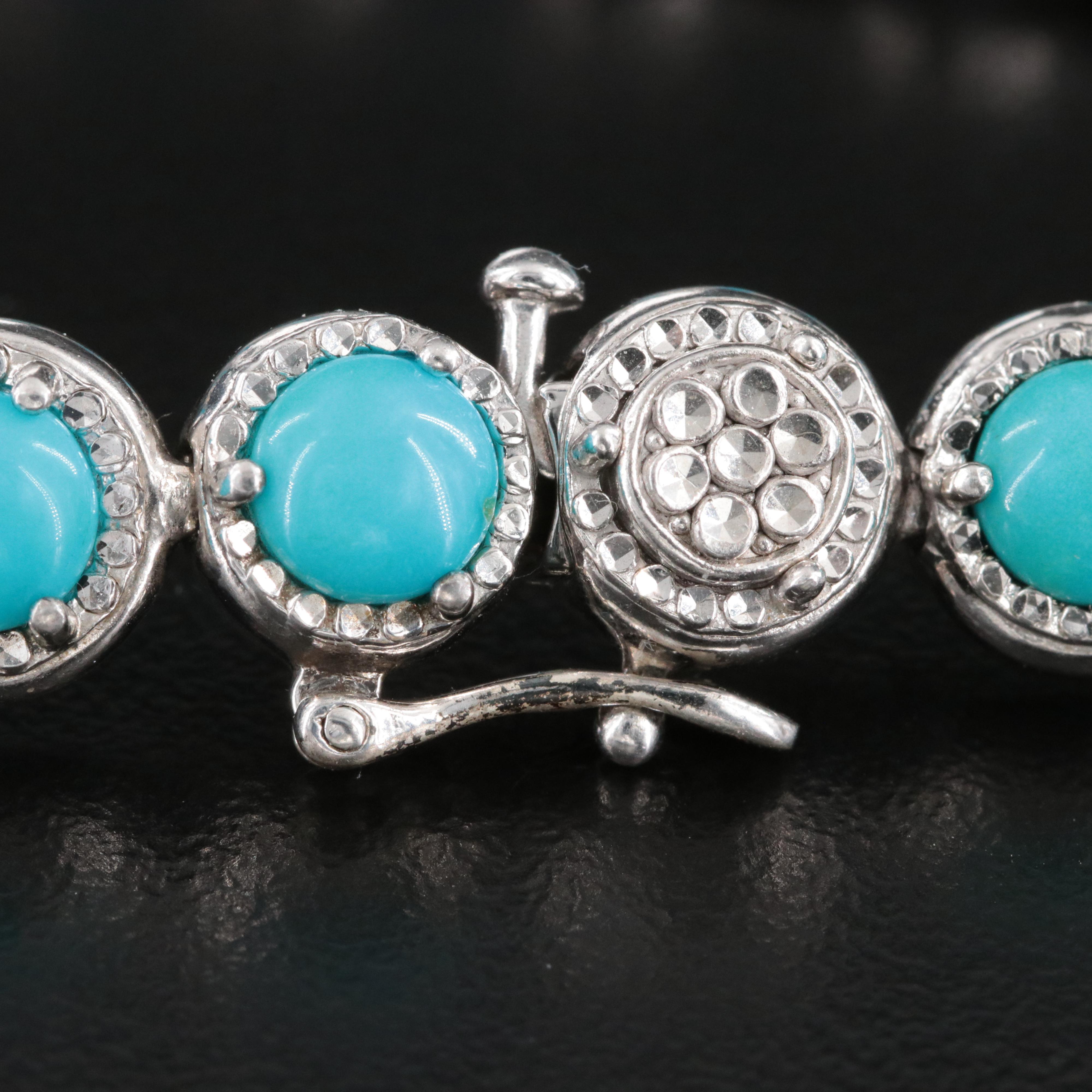 Sterling Composite Turquoise Link Bracelet