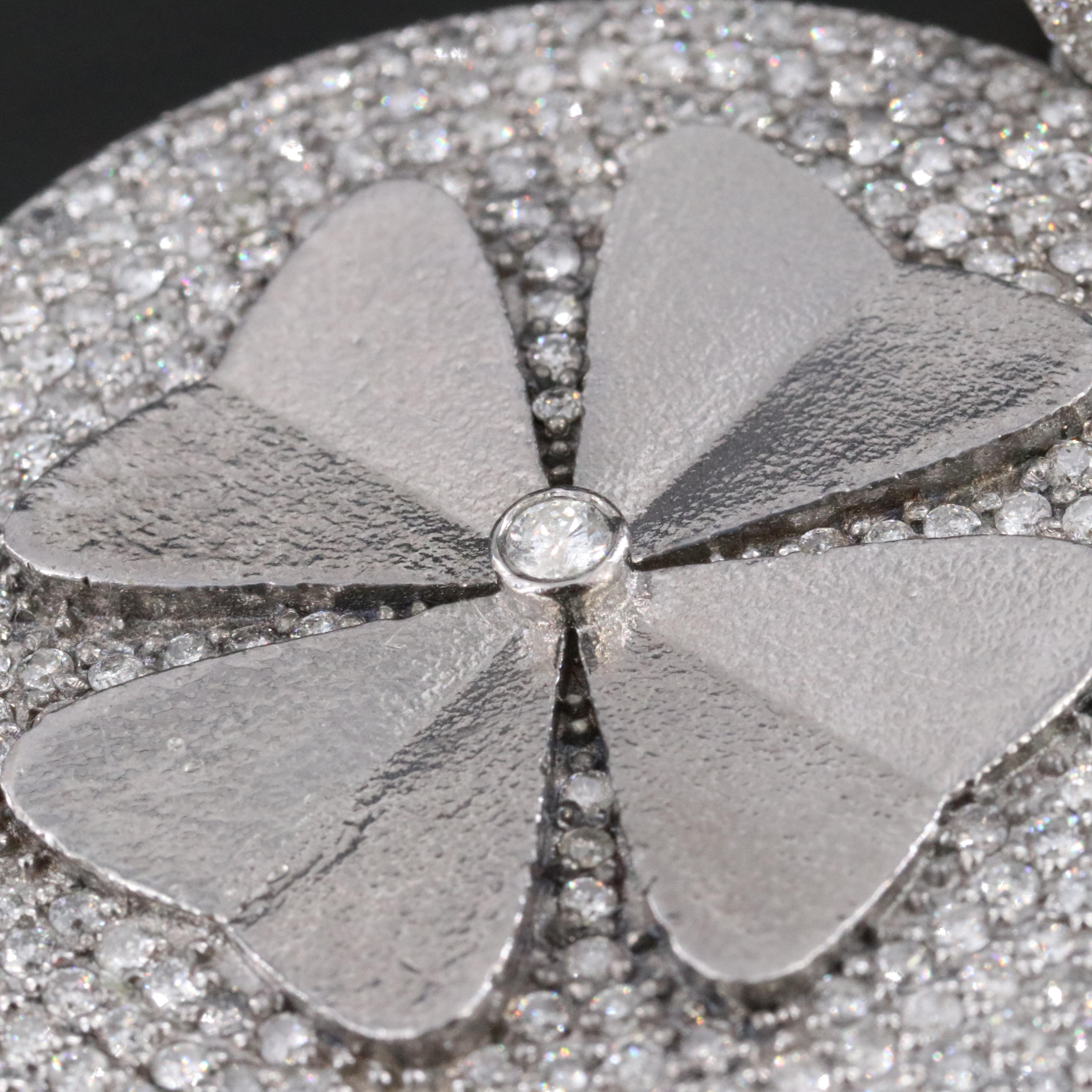 Sheryl Lowe Sterling Pavé Diamond Four-Leaf Clover Pendant