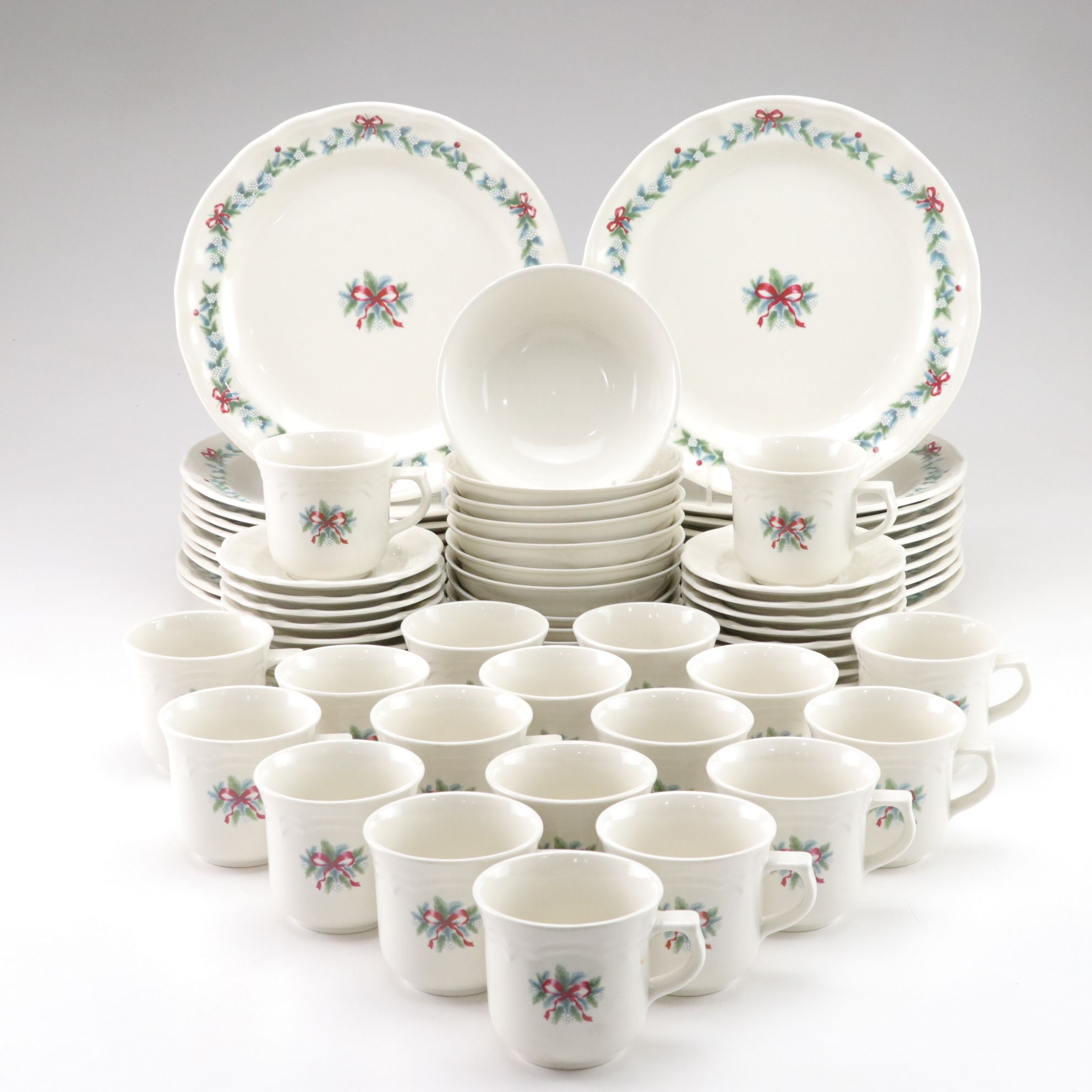 Pfaltzgraff "Red Ribbons" Ceramic Dinnerware, 1990s