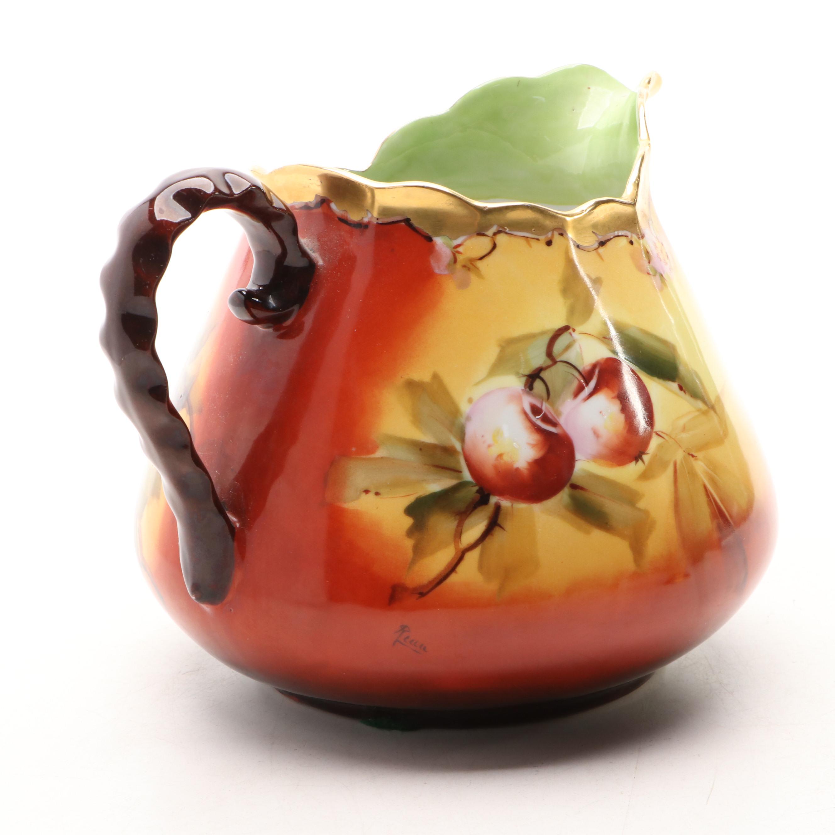 Pickard Hand-Painted Porcelain Cider Pitcher and Vase, Early 20th Century