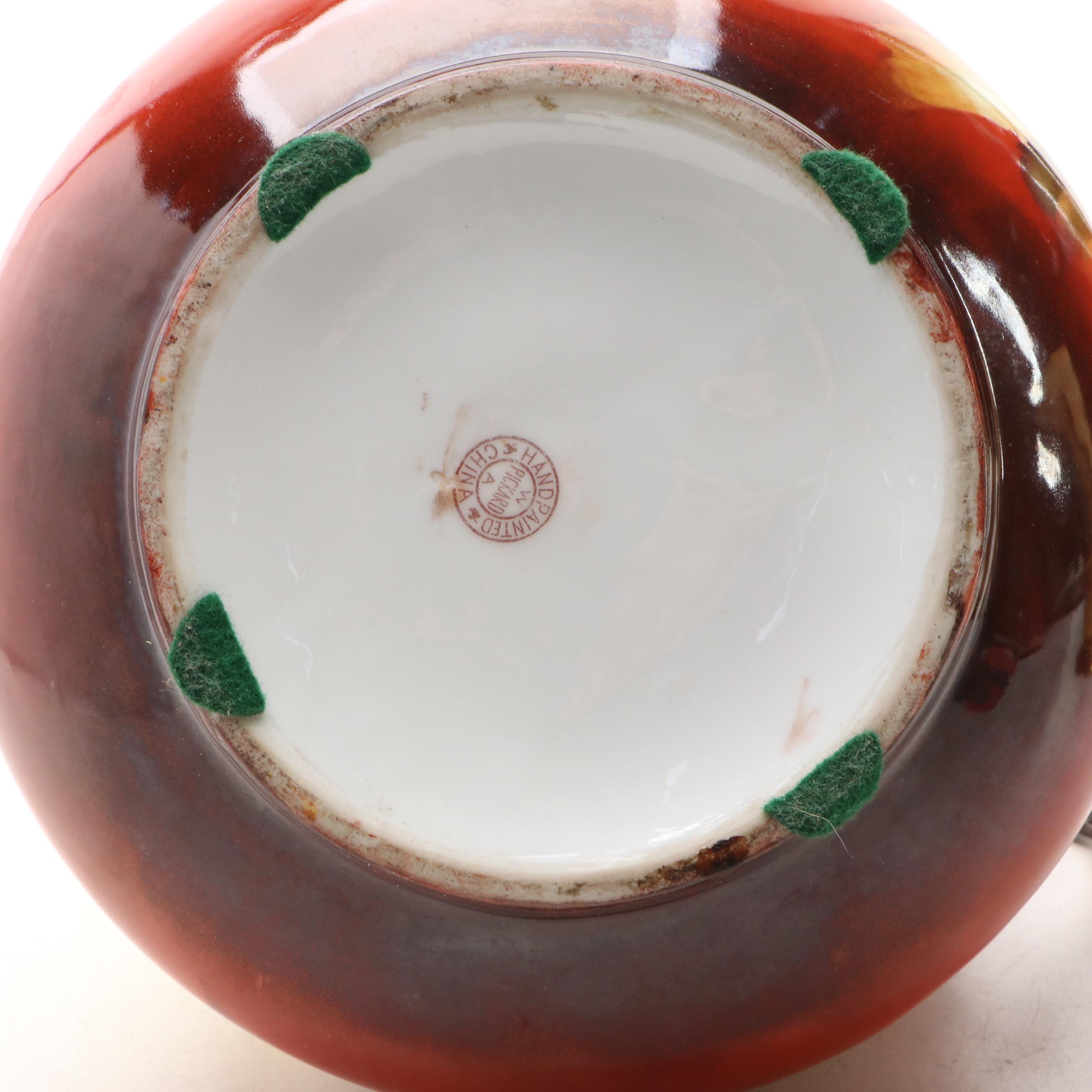 Pickard Hand-Painted Porcelain Cider Pitcher and Vase, Early 20th Century