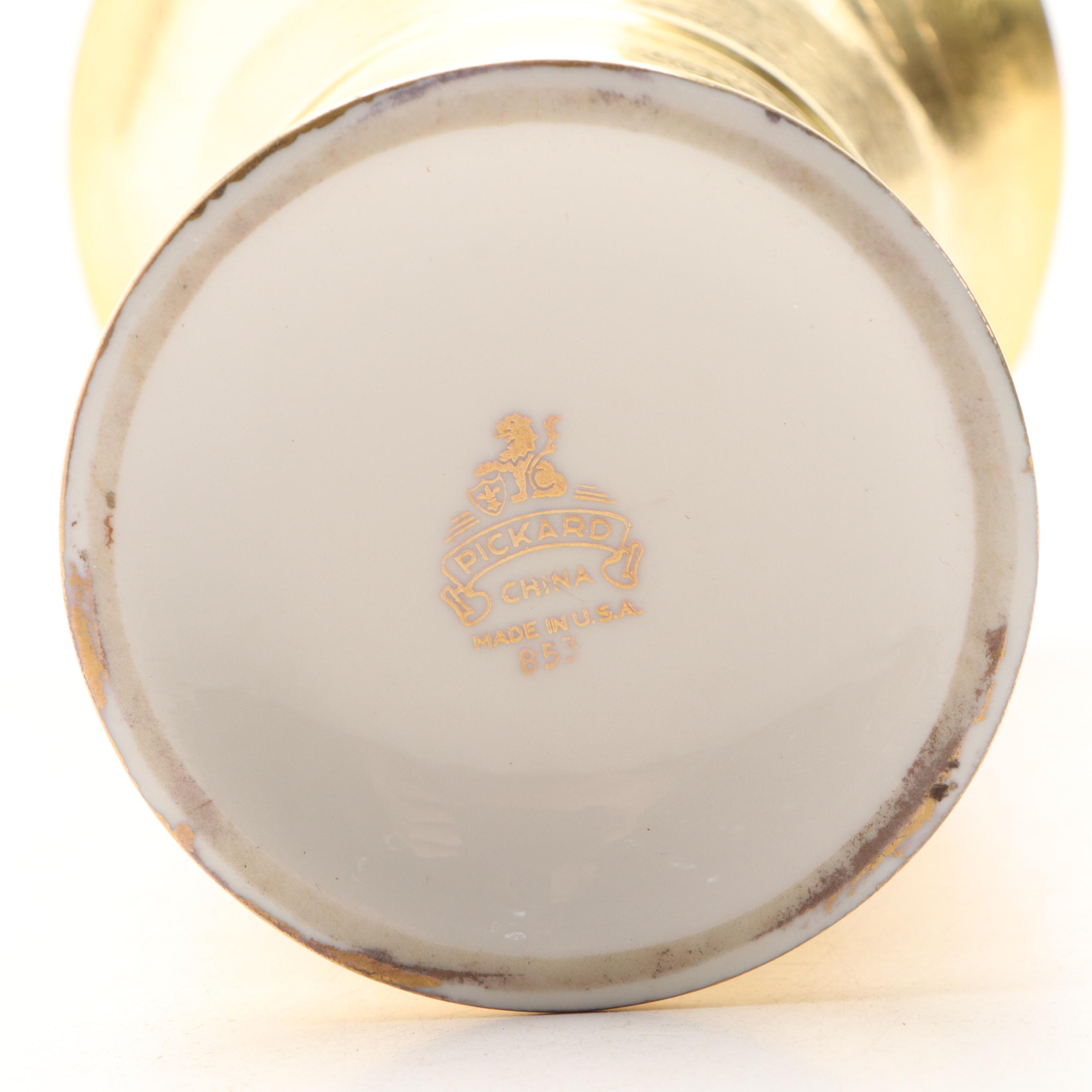 Pickard Hand-Painted Porcelain Cider Pitcher and Vase, Early 20th Century