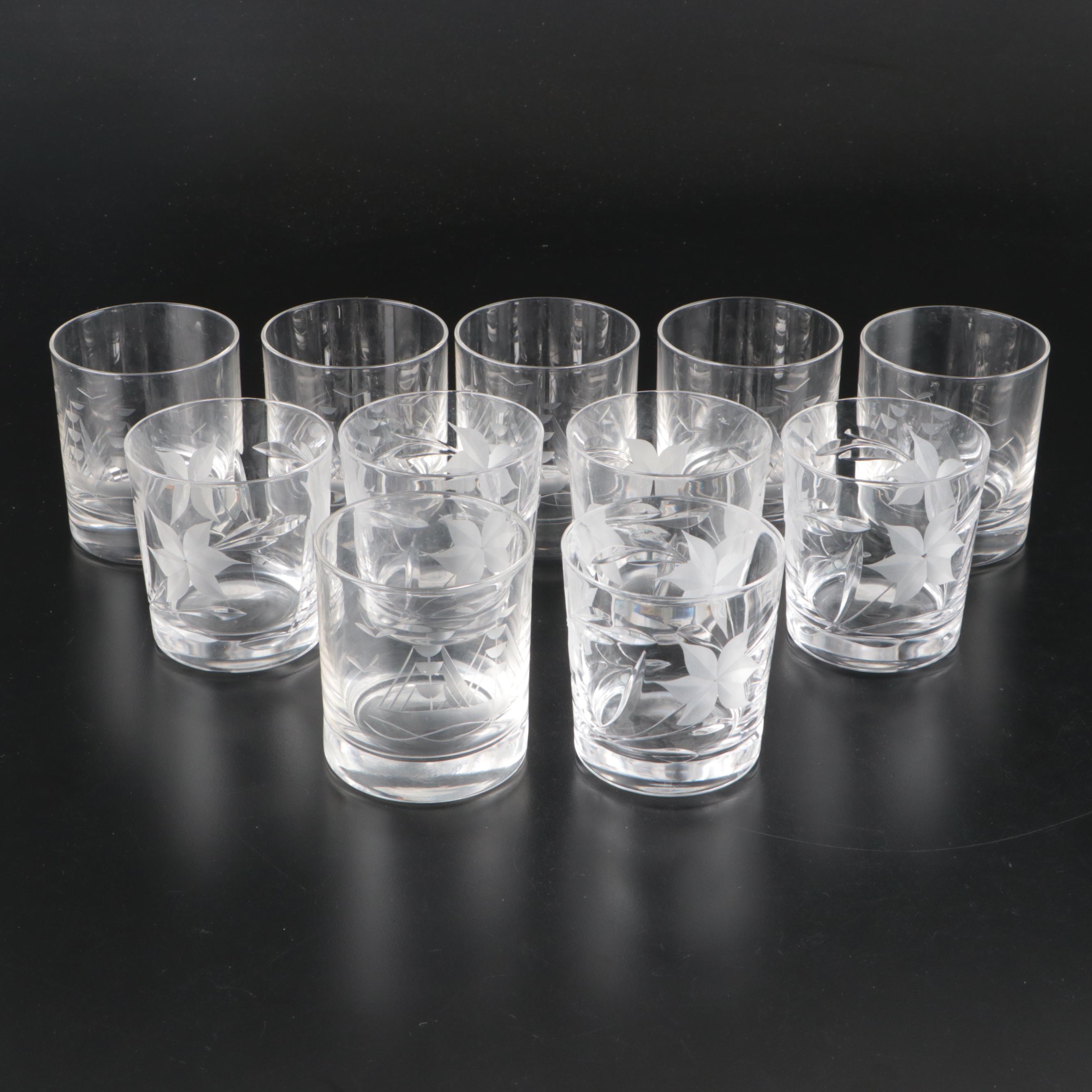 Royal Crystal Rock "Eldelweiss" with Other Crystal Double Old Fashioned Glasses