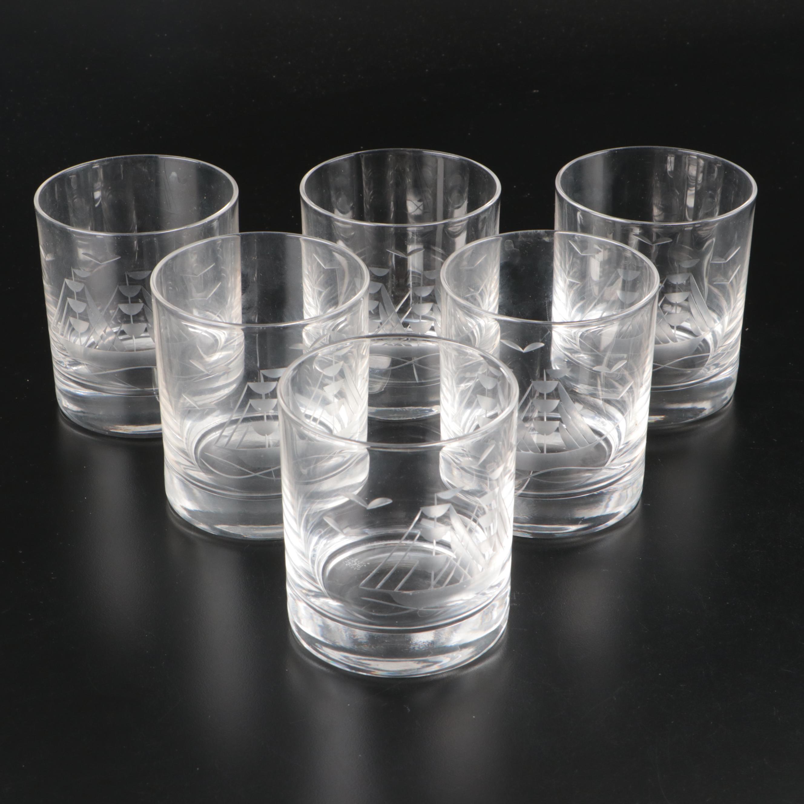 Royal Crystal Rock "Eldelweiss" with Other Crystal Double Old Fashioned Glasses