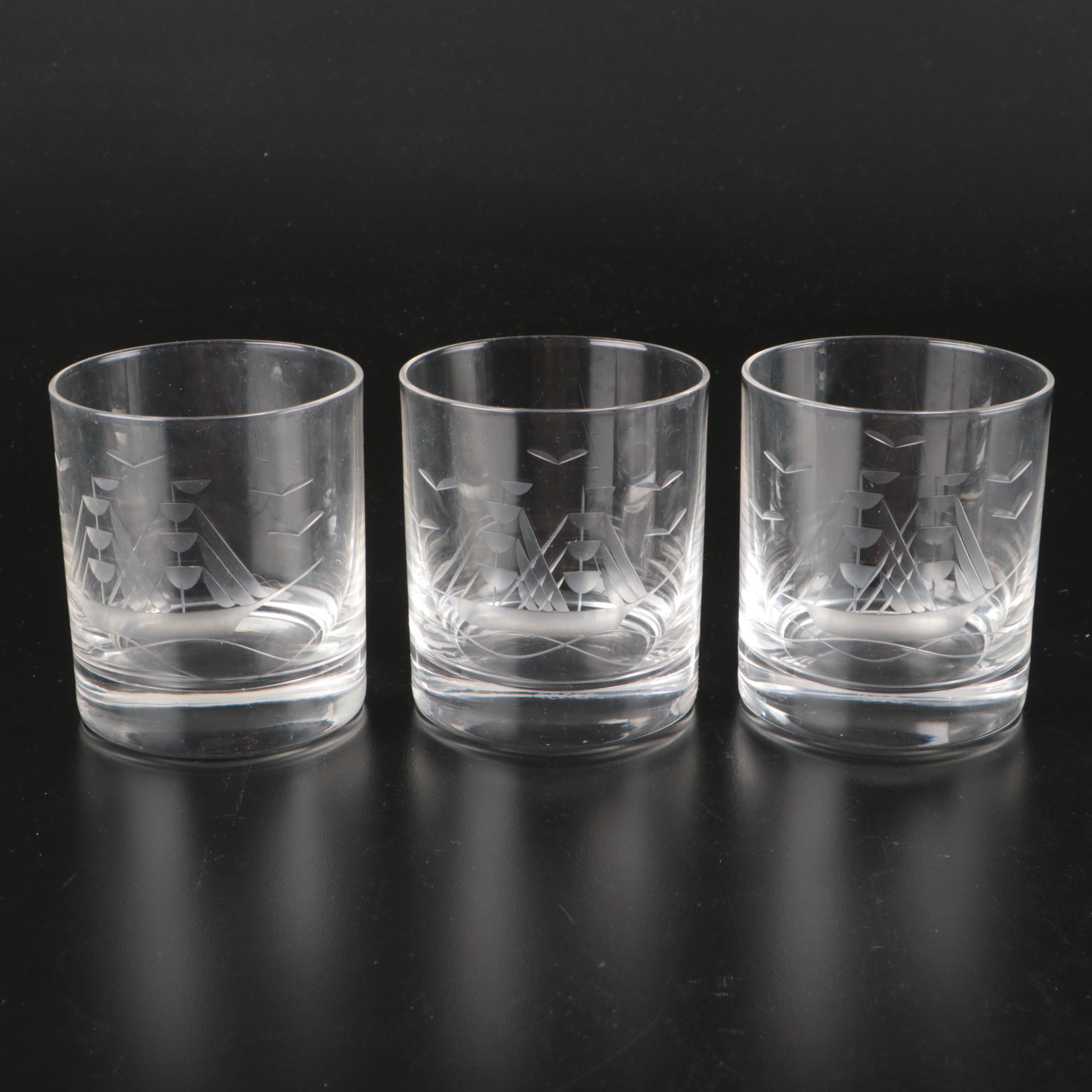 Royal Crystal Rock "Eldelweiss" with Other Crystal Double Old Fashioned Glasses