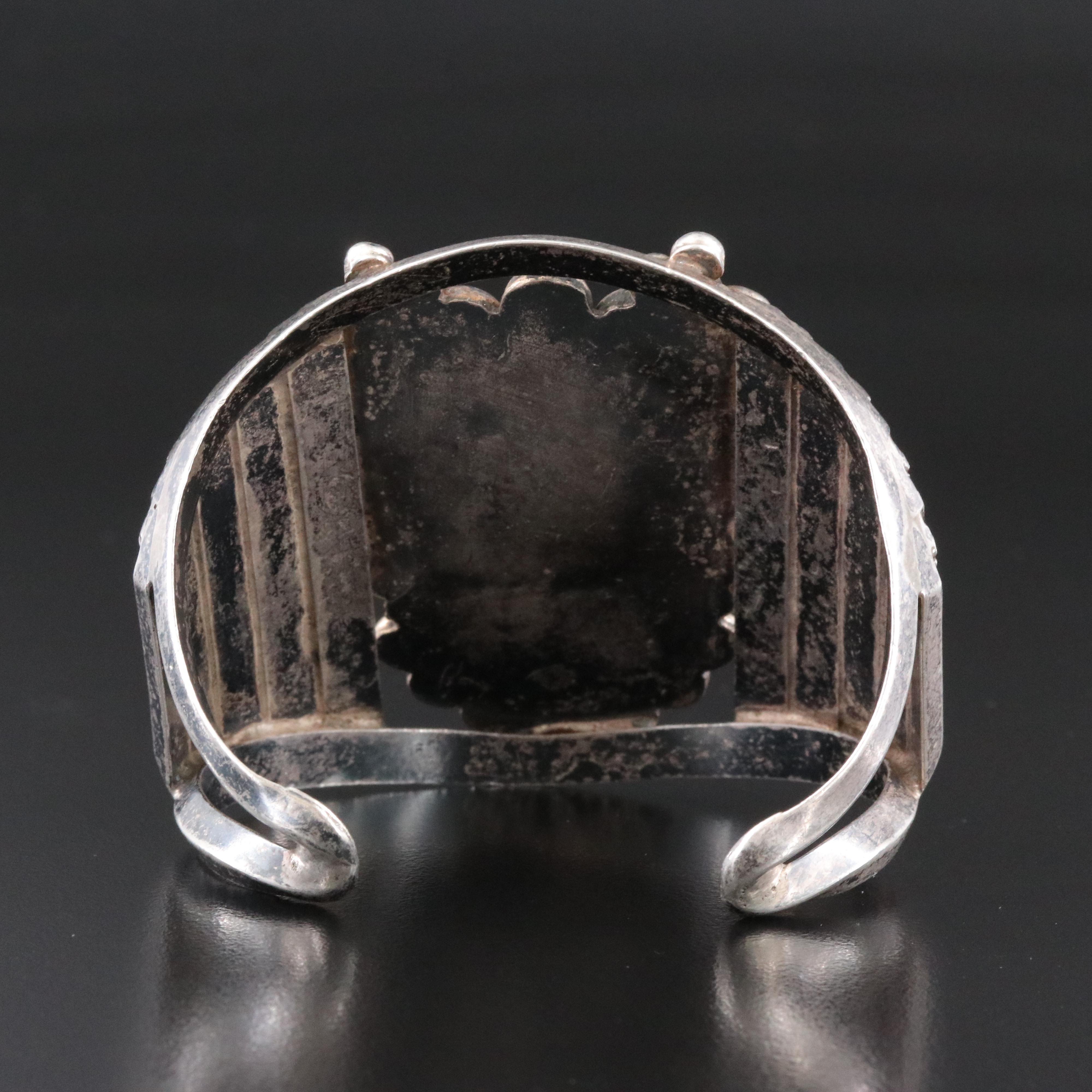 Southwestern 950 Silver Turquoise and Coral Cuff Bracelet