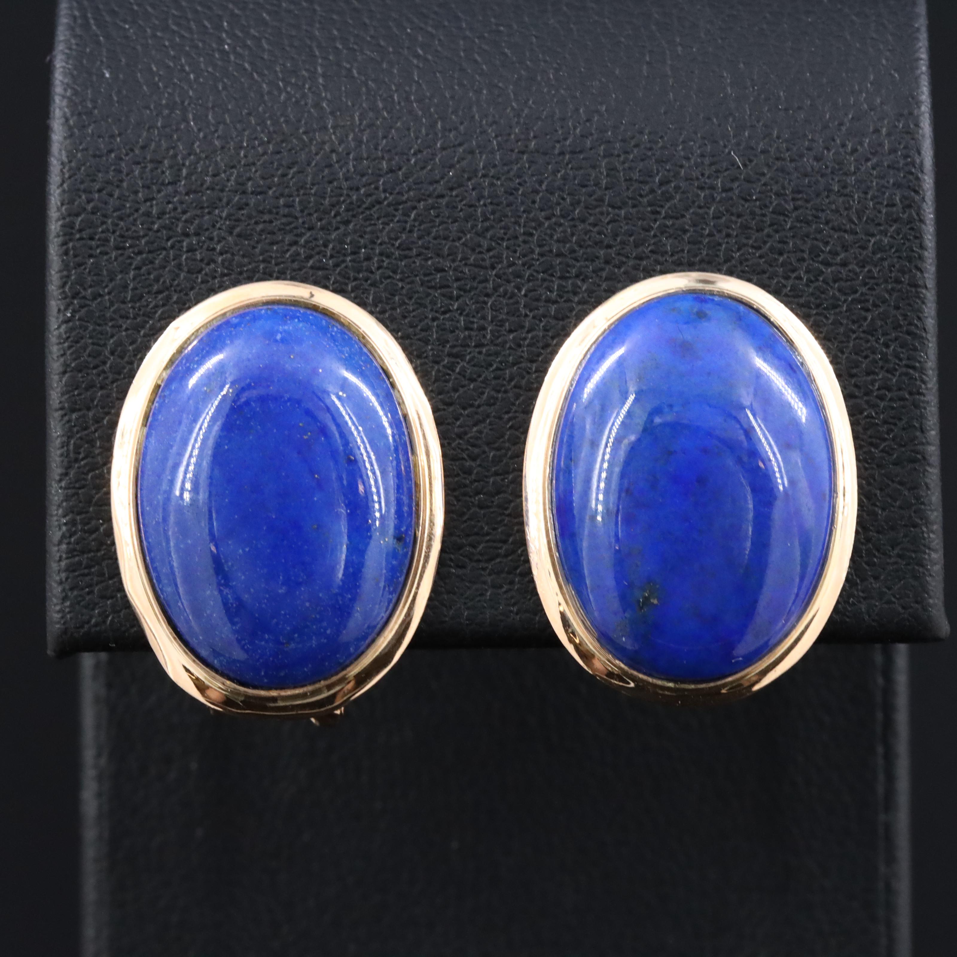 14K Lapis Lazuli Oval Earrings