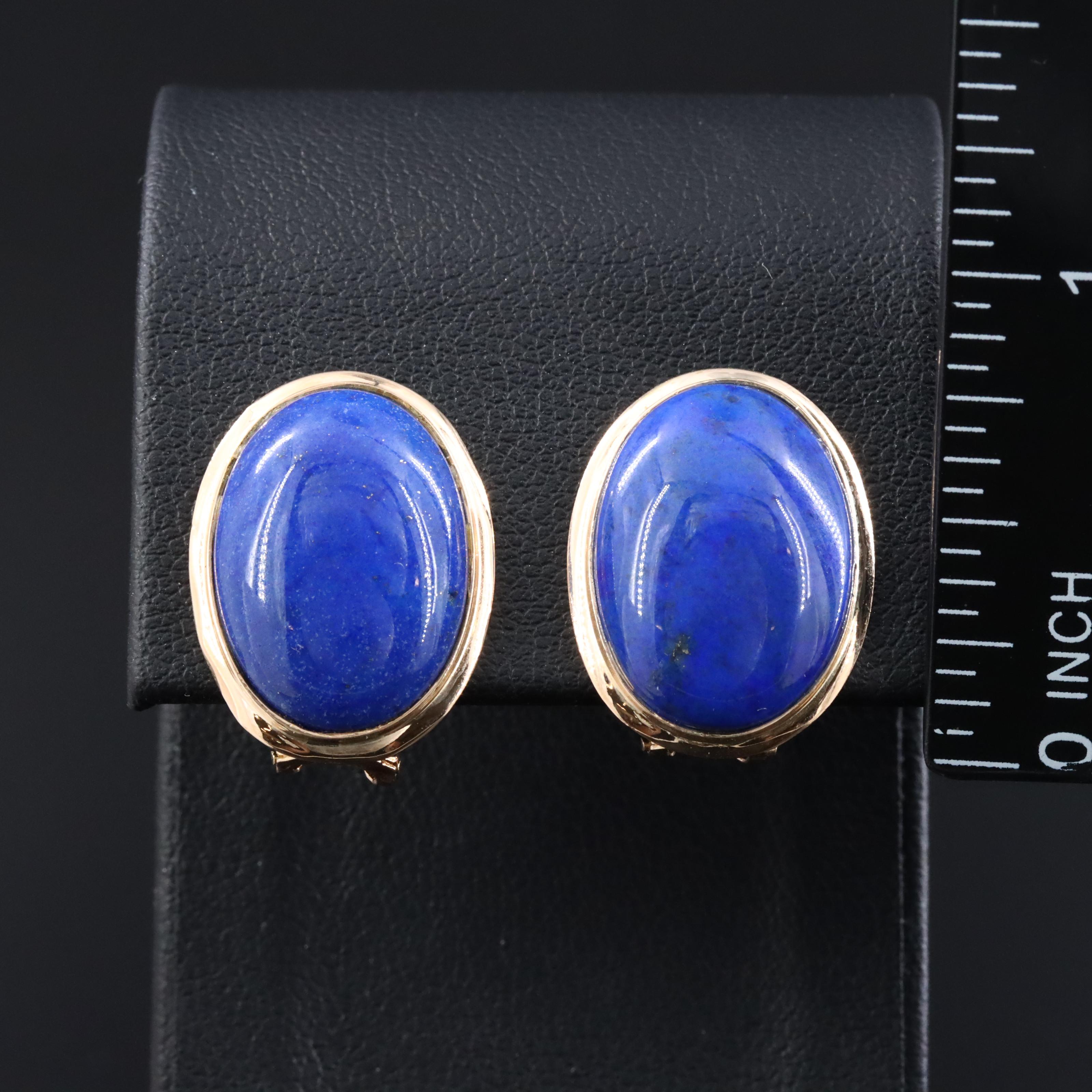 14K Lapis Lazuli Oval Earrings