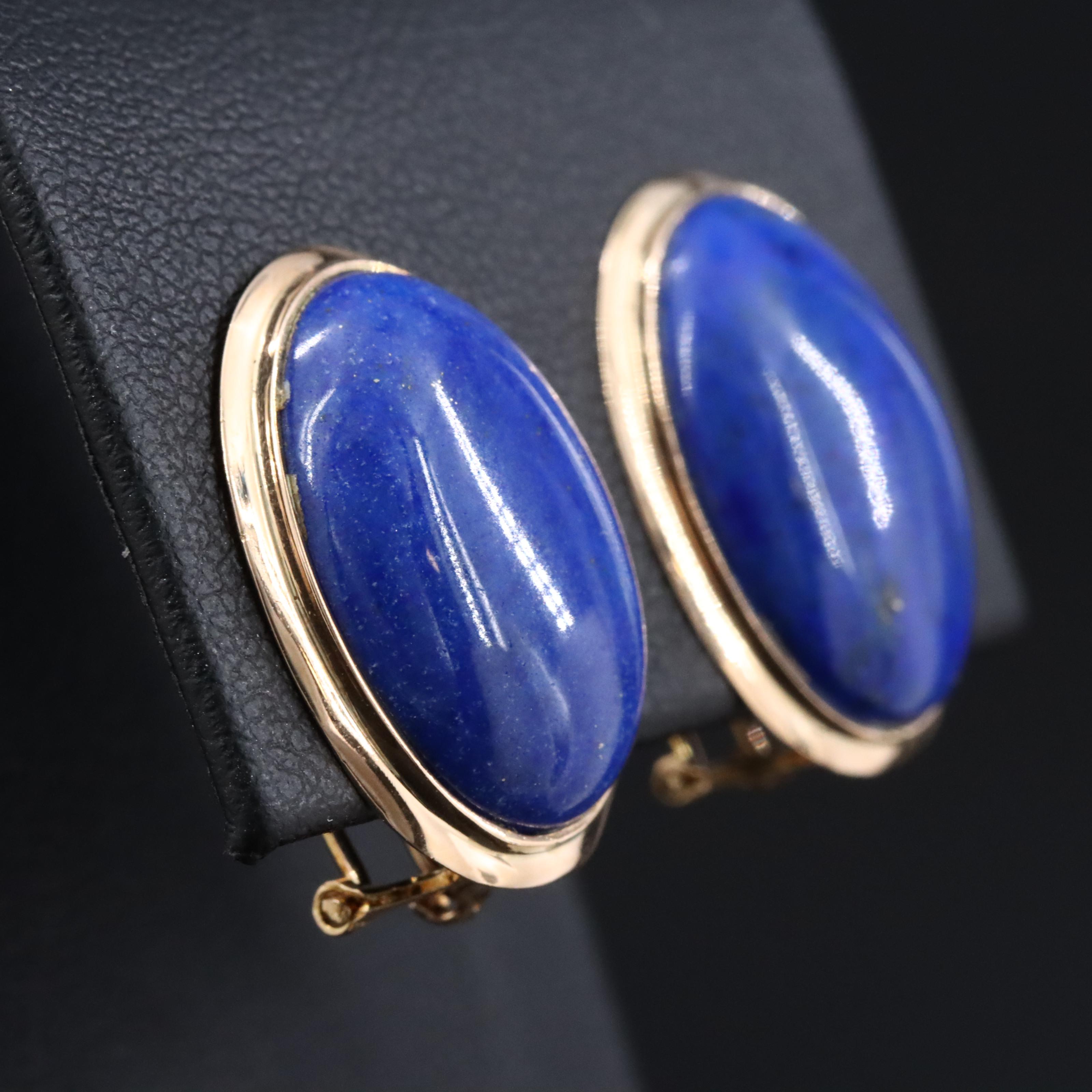 14K Lapis Lazuli Oval Earrings