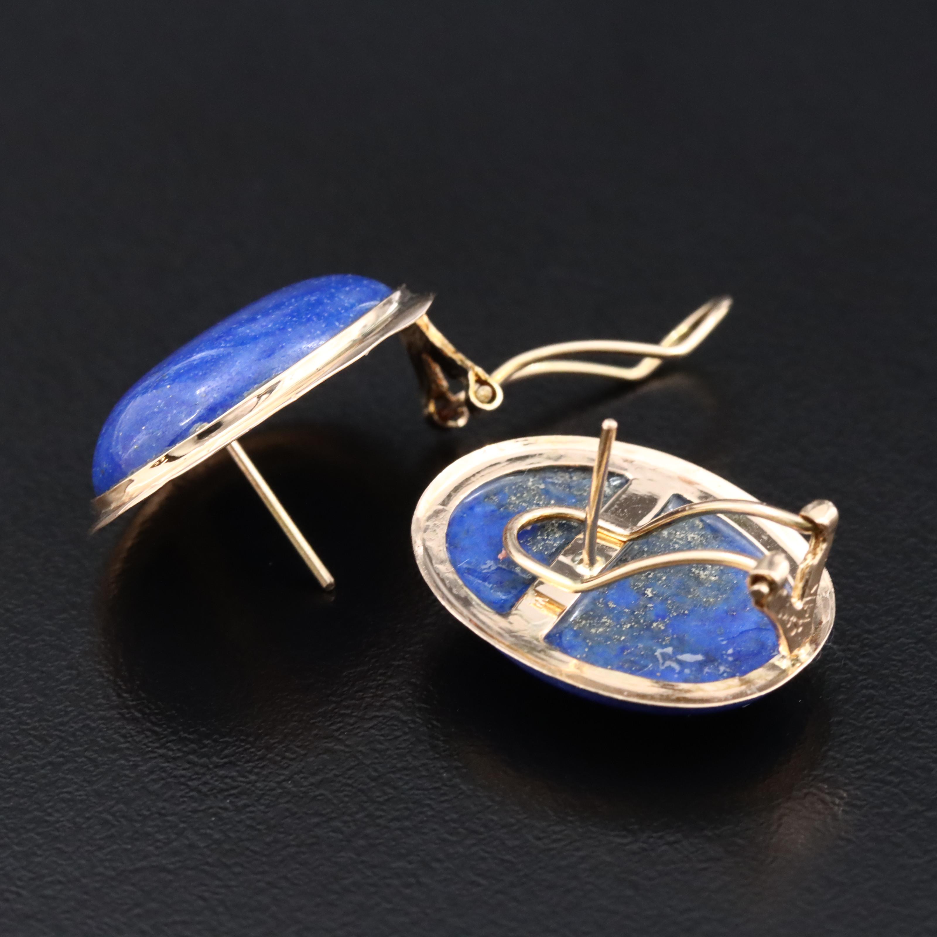 14K Lapis Lazuli Oval Earrings