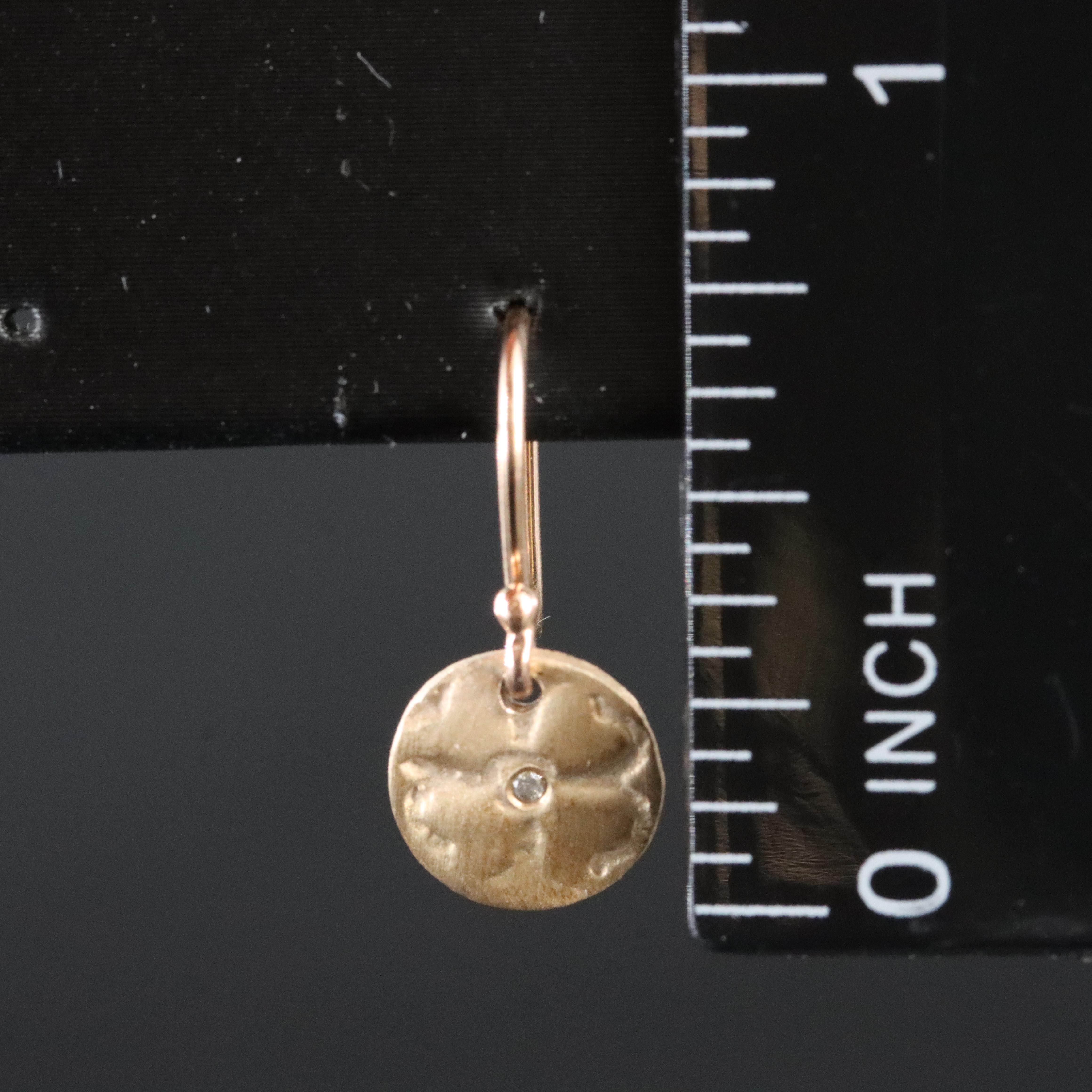 10K Diamond Four Leaf Clover Disk Drop Earrings