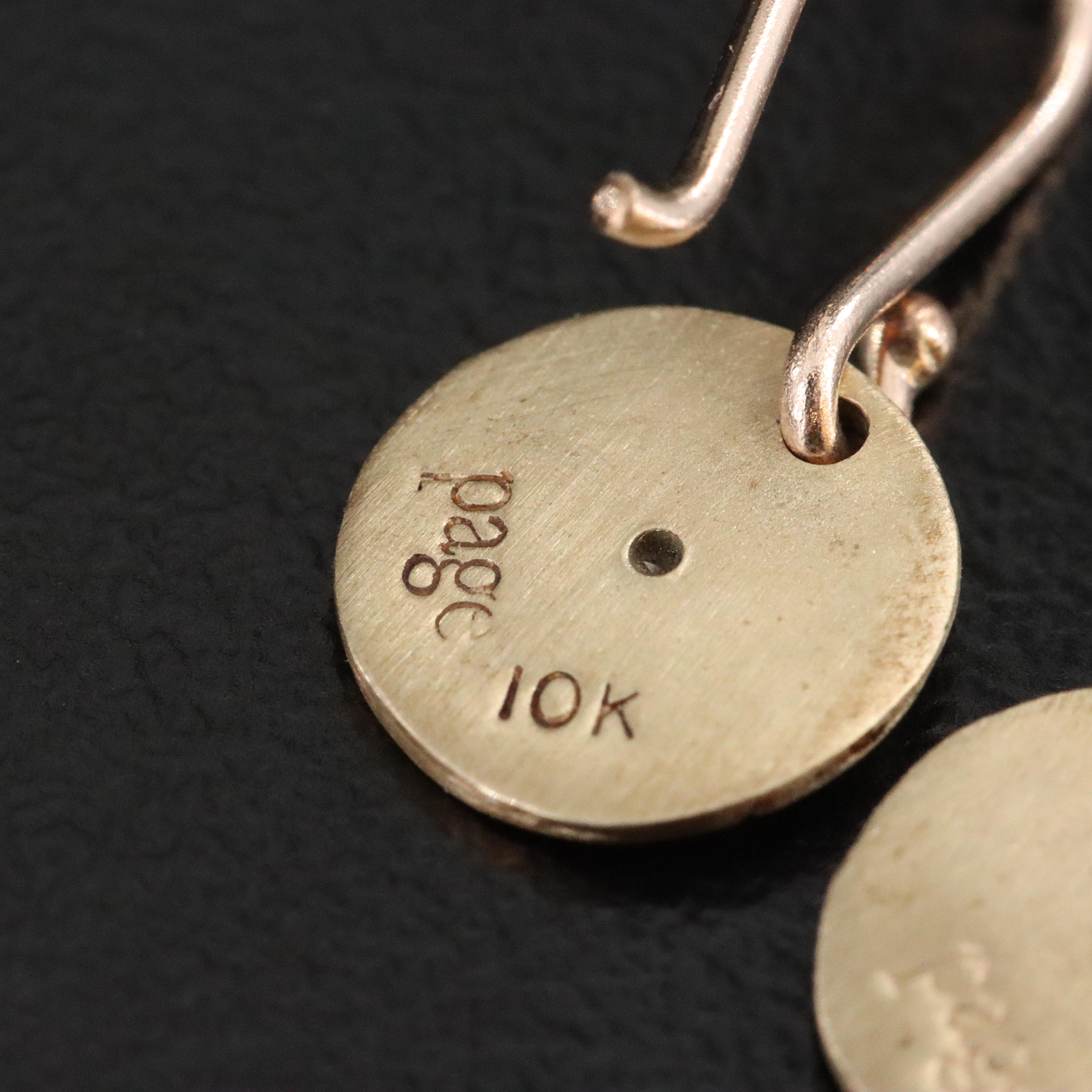 10K Diamond Four Leaf Clover Disk Drop Earrings