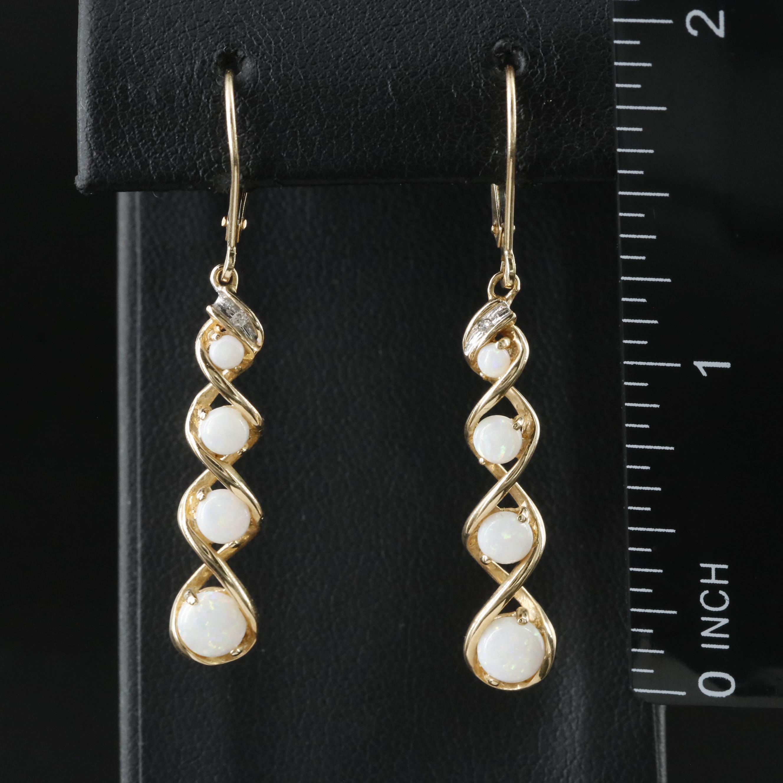 14K Opal and Diamond Accent Twist Earrings