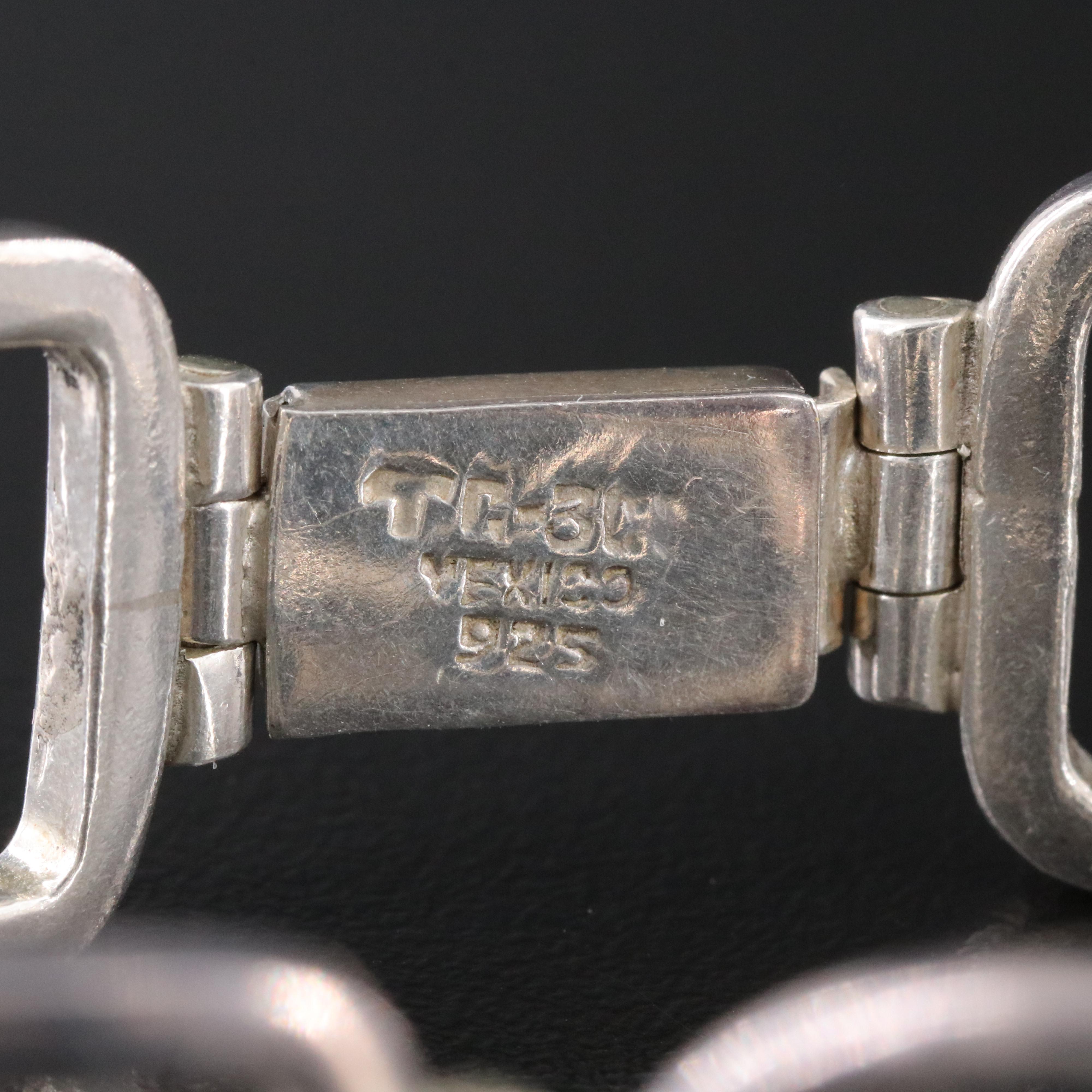 Mexican Sterling Circle and Square Link Bracelet