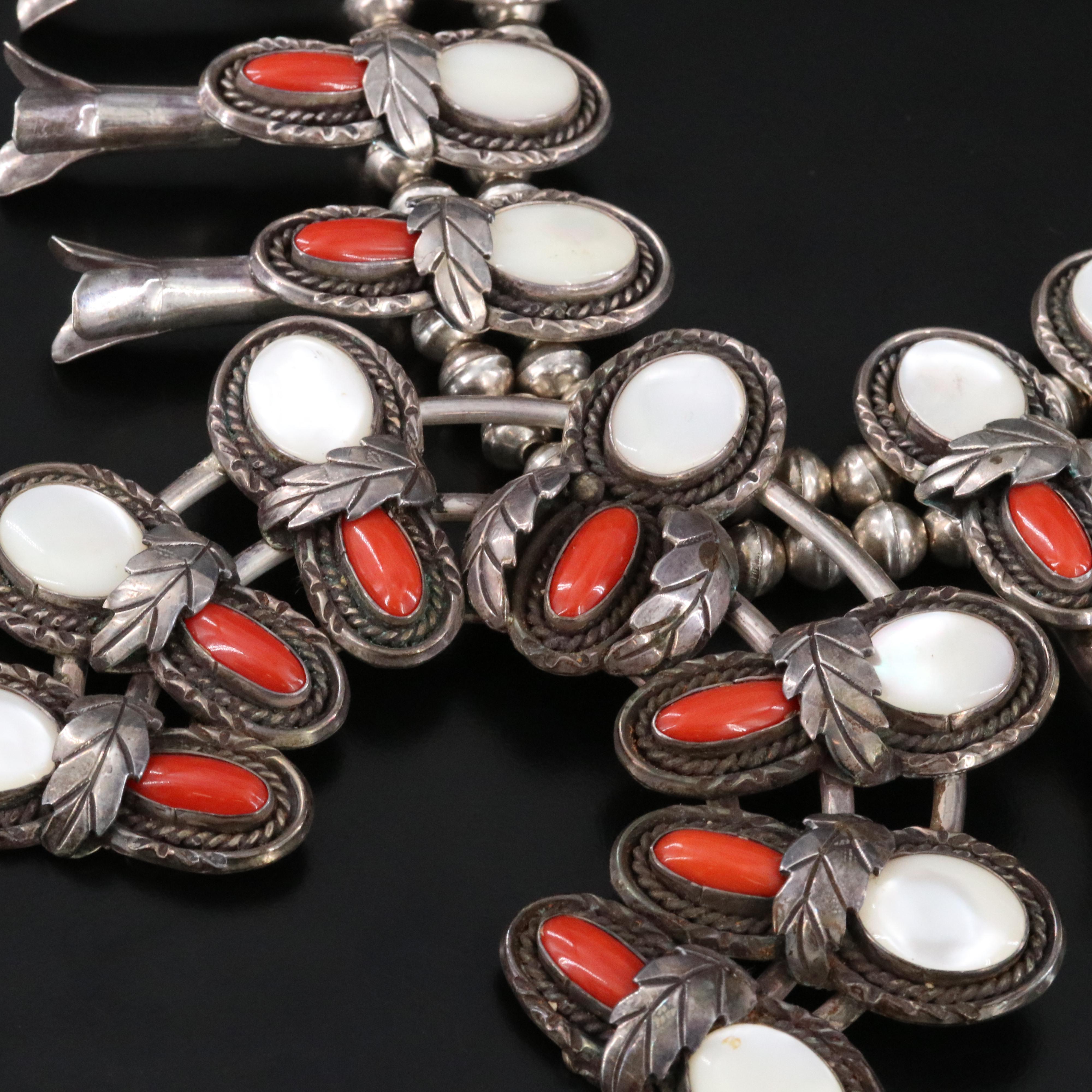 Albert Secatero Navajo Diné Sterling Squash Blossom Necklace