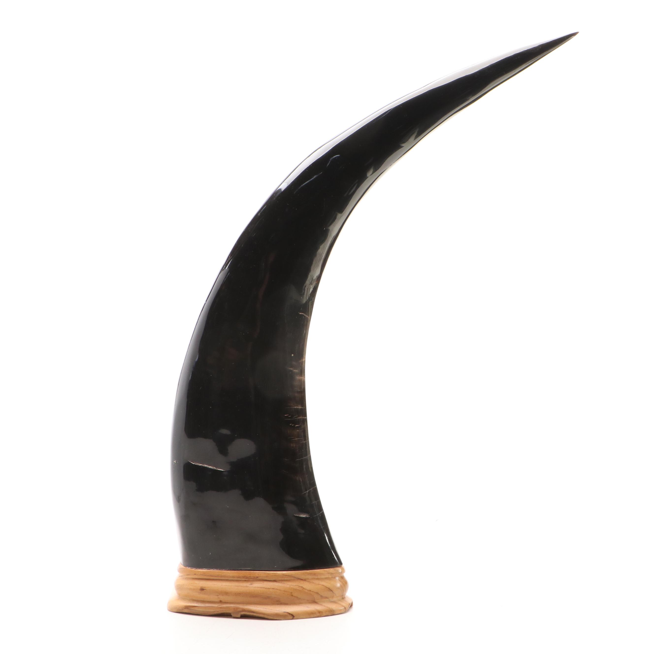 Hand-Carved Horn with Eagle Design
