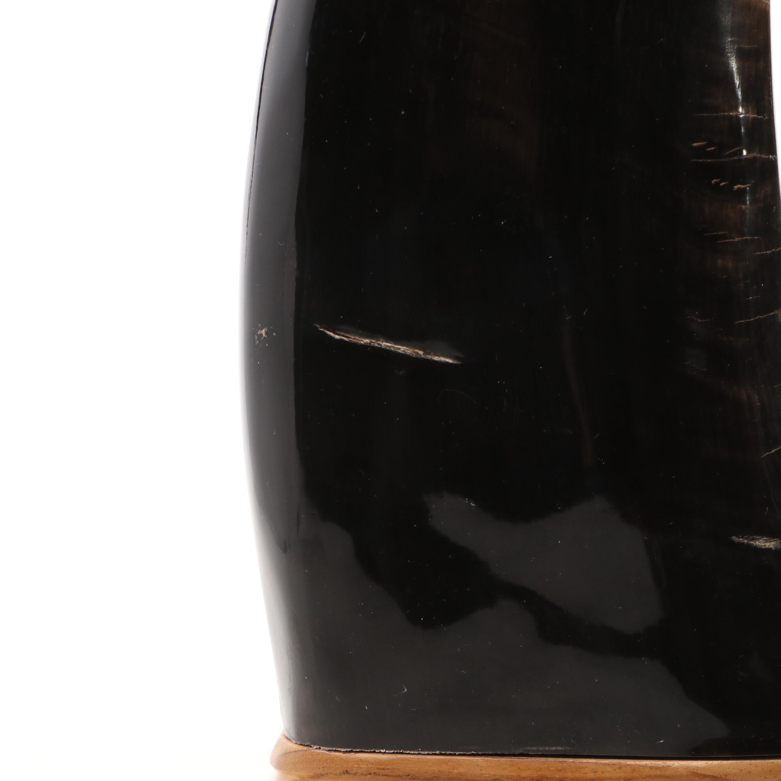 Hand-Carved Horn with Eagle Design