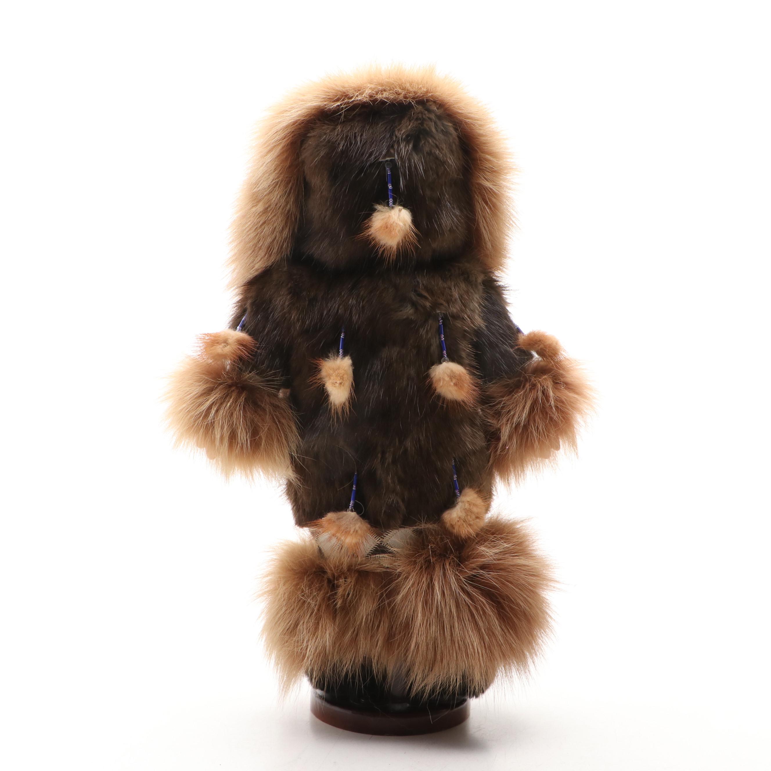 Alaskan Native Porcelain and Natural Fur Dolls