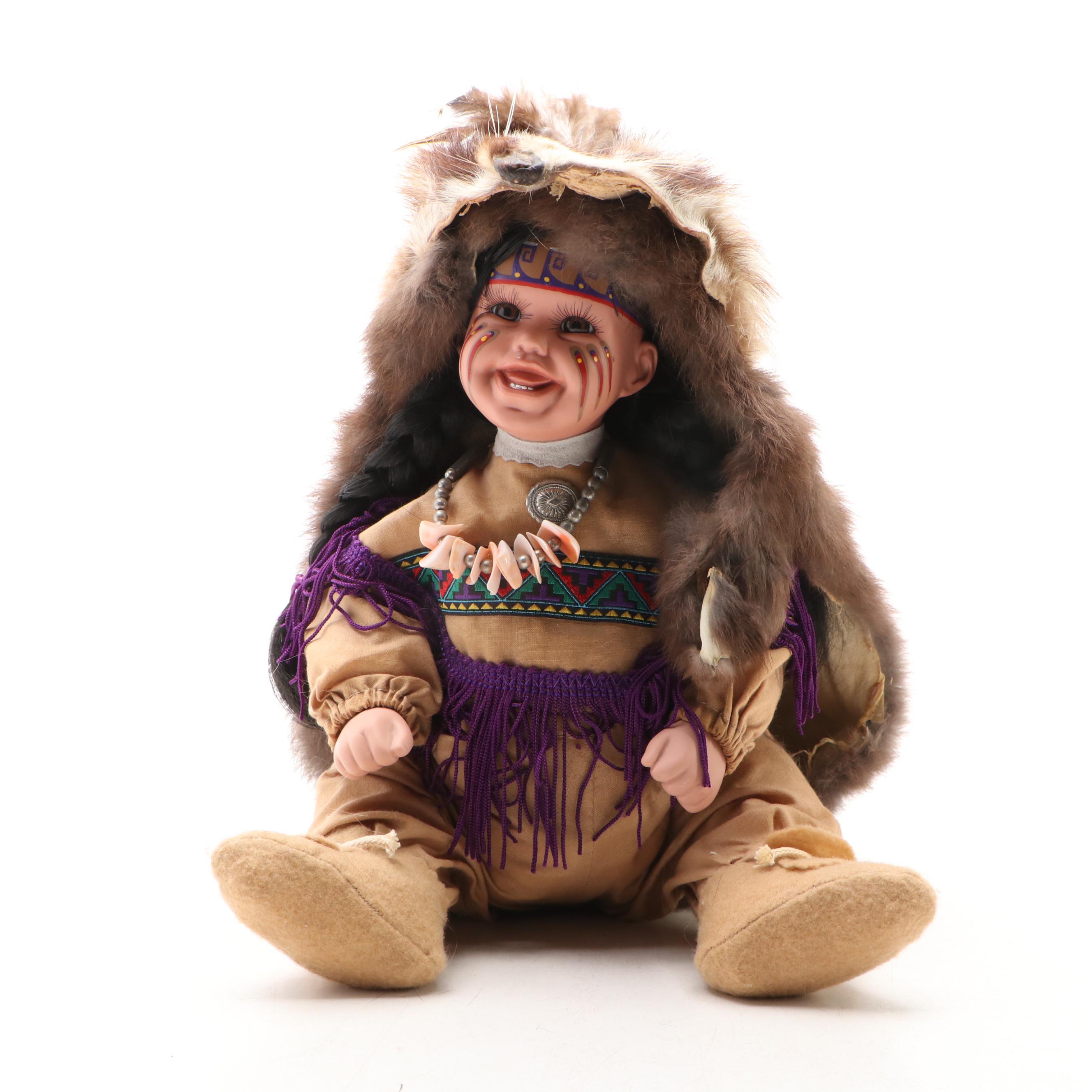 Alaskan Native Porcelain and Natural Fur Dolls