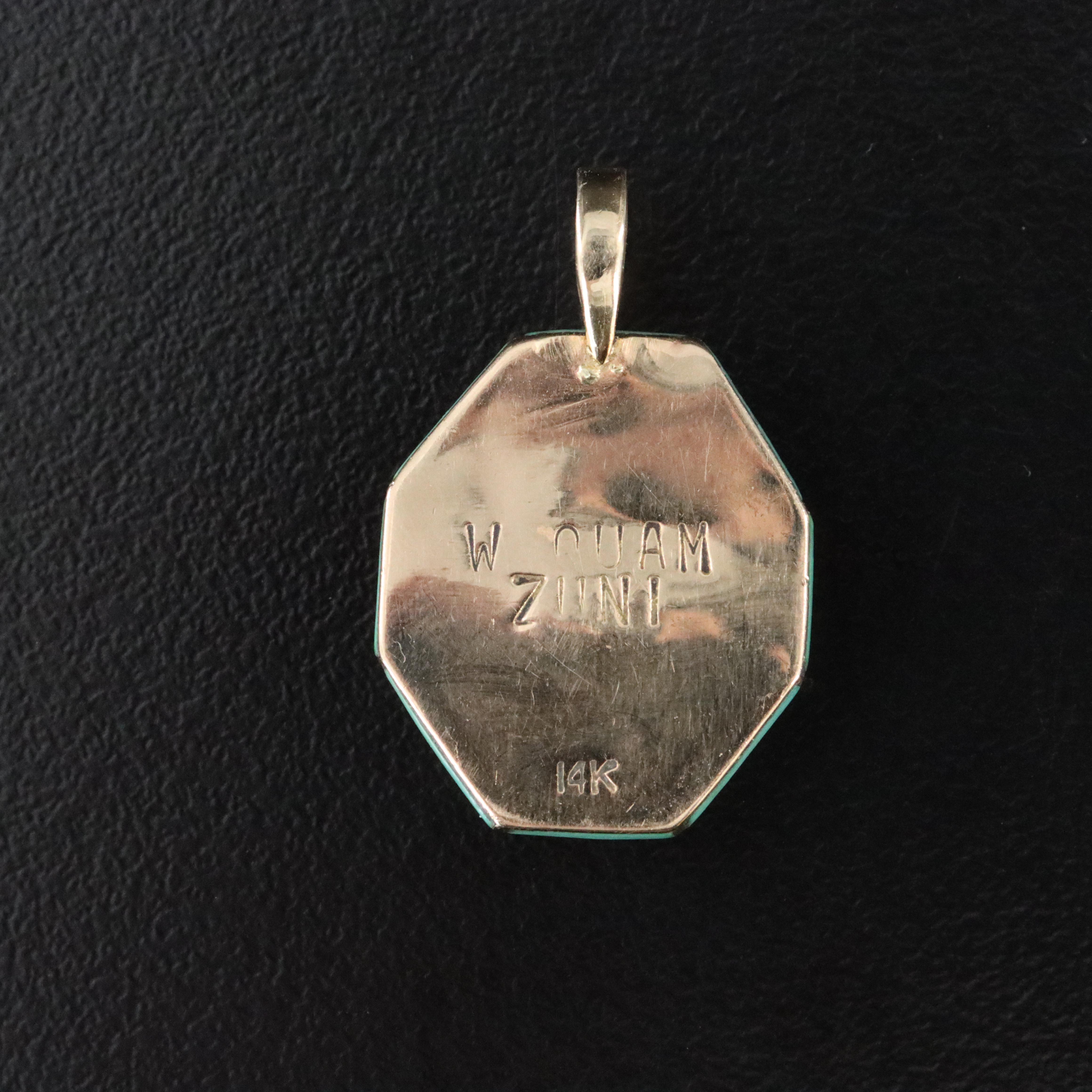 Wayne Quam Zuni 14K Multi-Stone Inlay Pendant