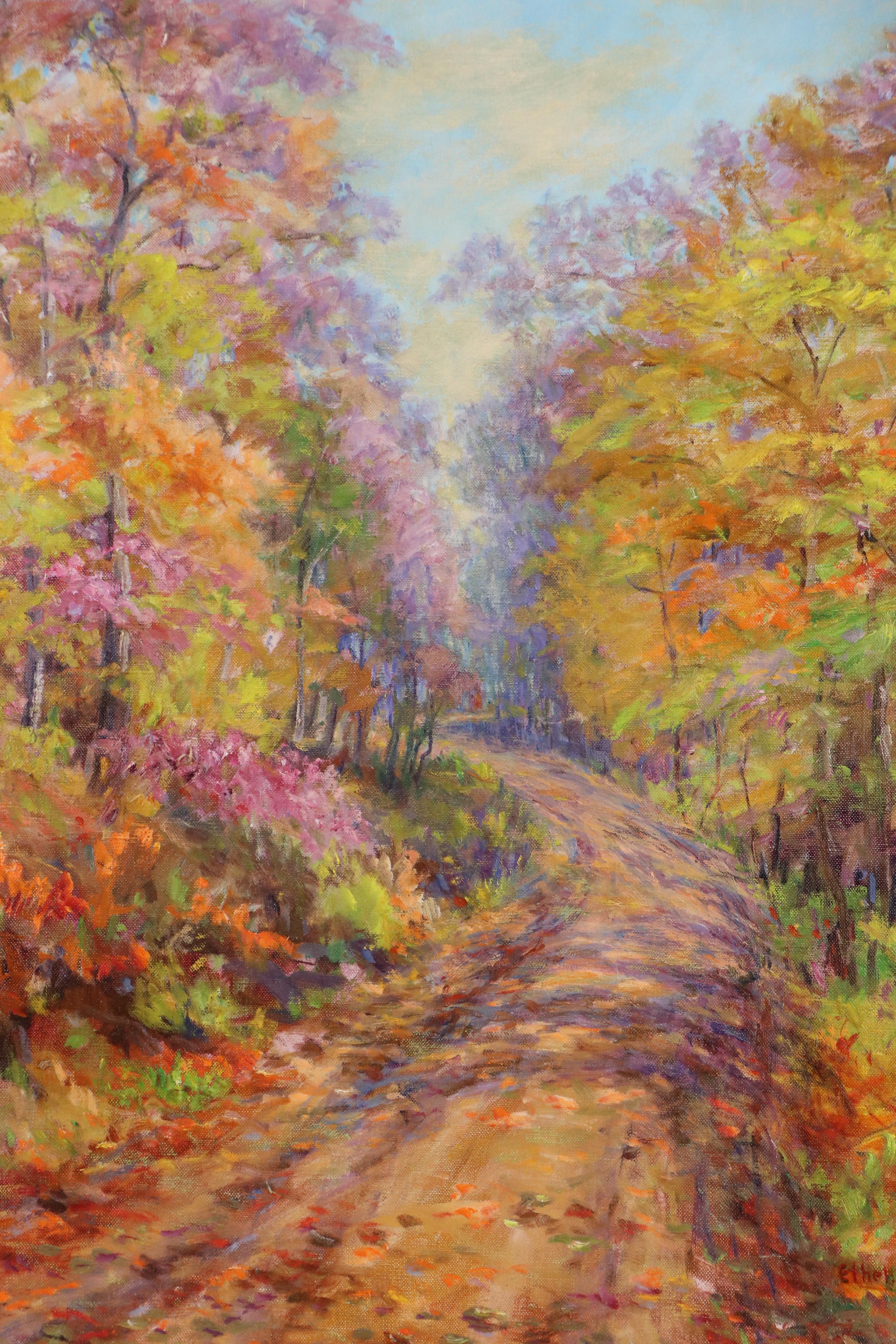 Ethel Lomasney Oil Painting "Brown County Colors" in Newcomb-Macklin Frame