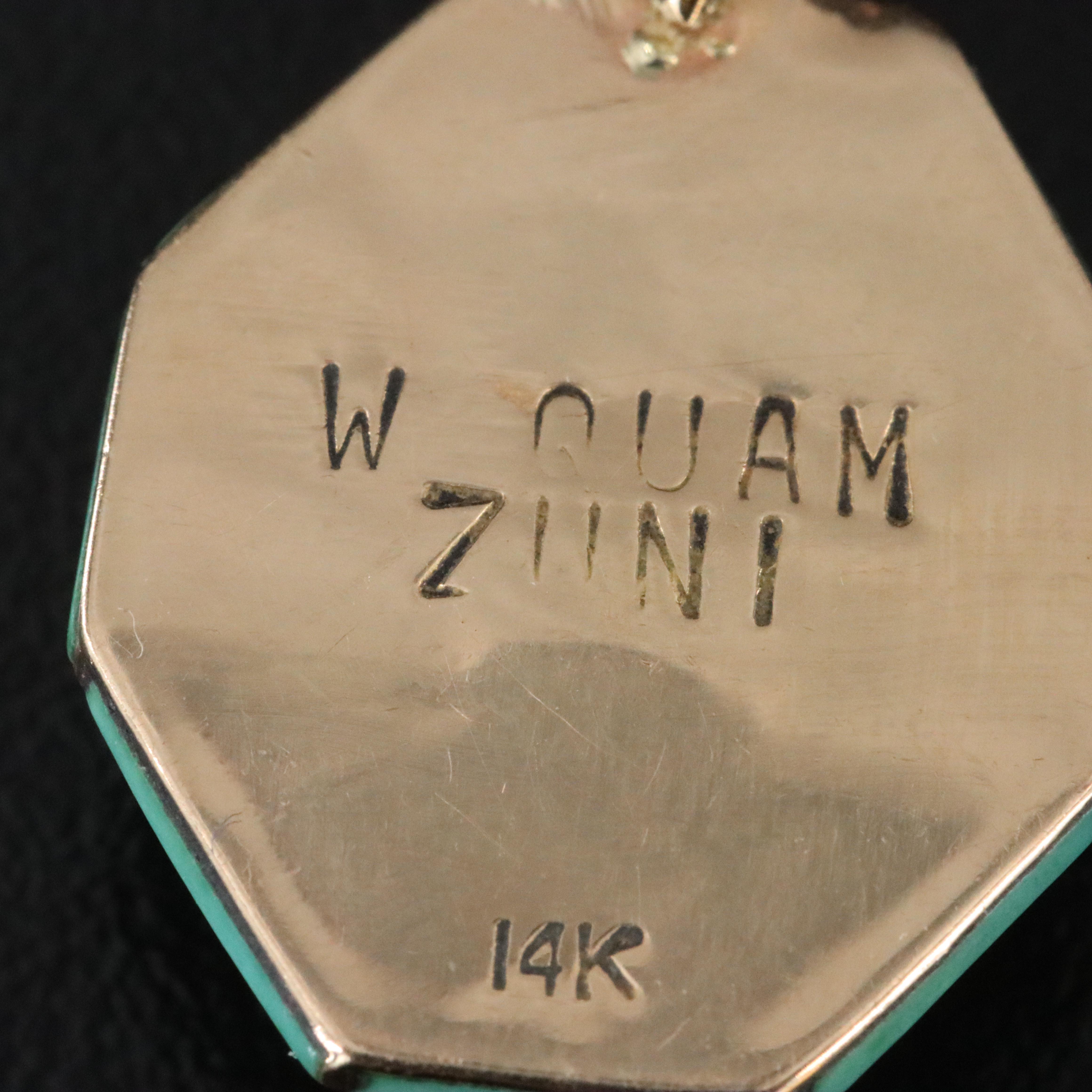 Wayne Quam Zuni 14K Multi-Stone Inlay Pendant