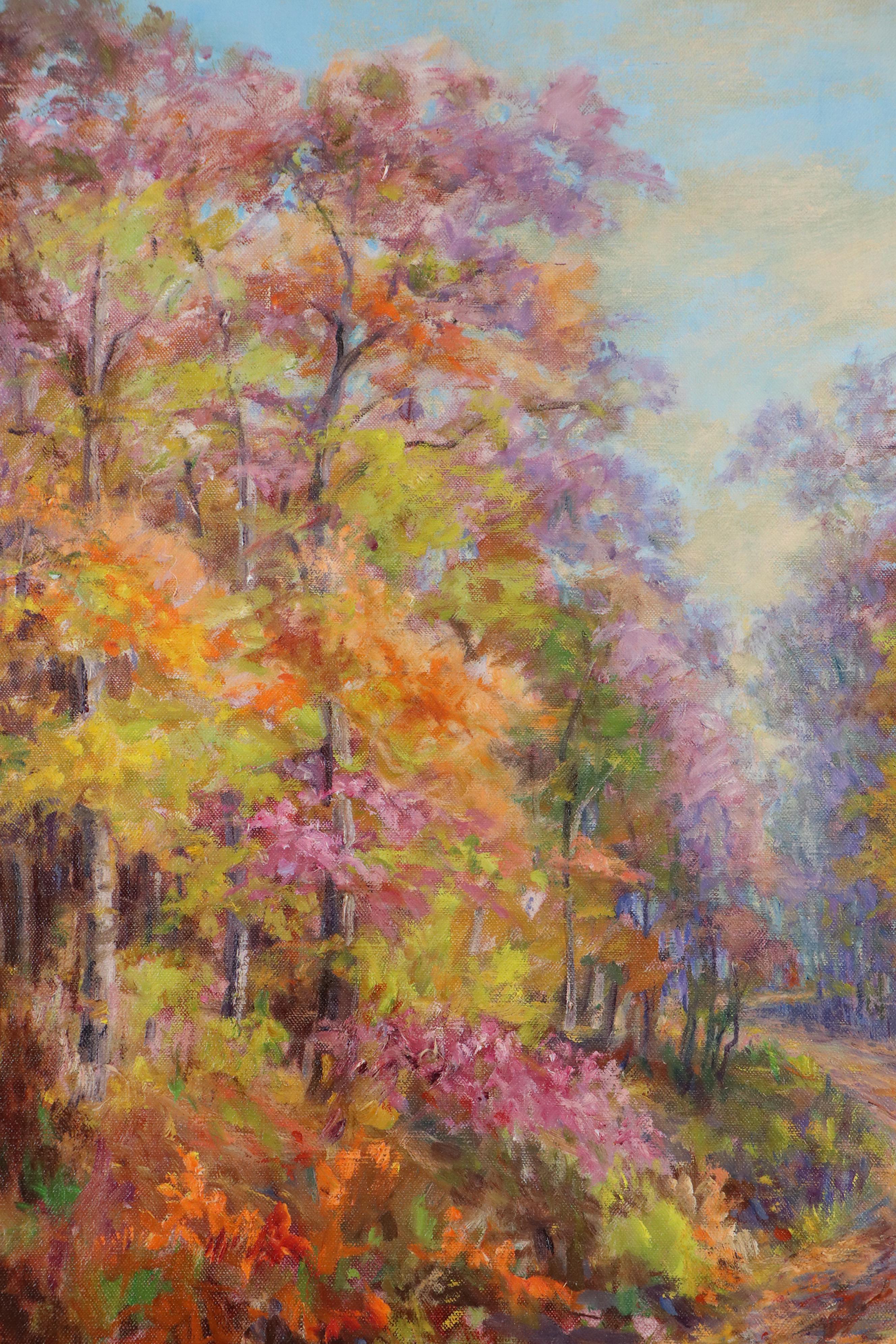 Ethel Lomasney Oil Painting "Brown County Colors" in Newcomb-Macklin Frame