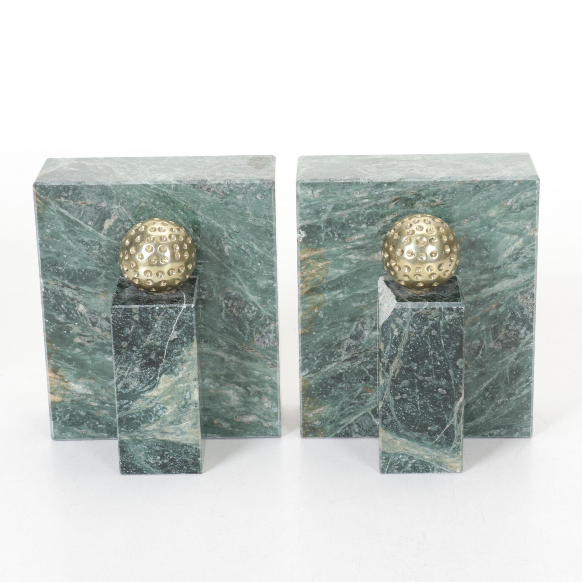 Marble & Gilt Golf Bookends with Curious Monkey Bookends