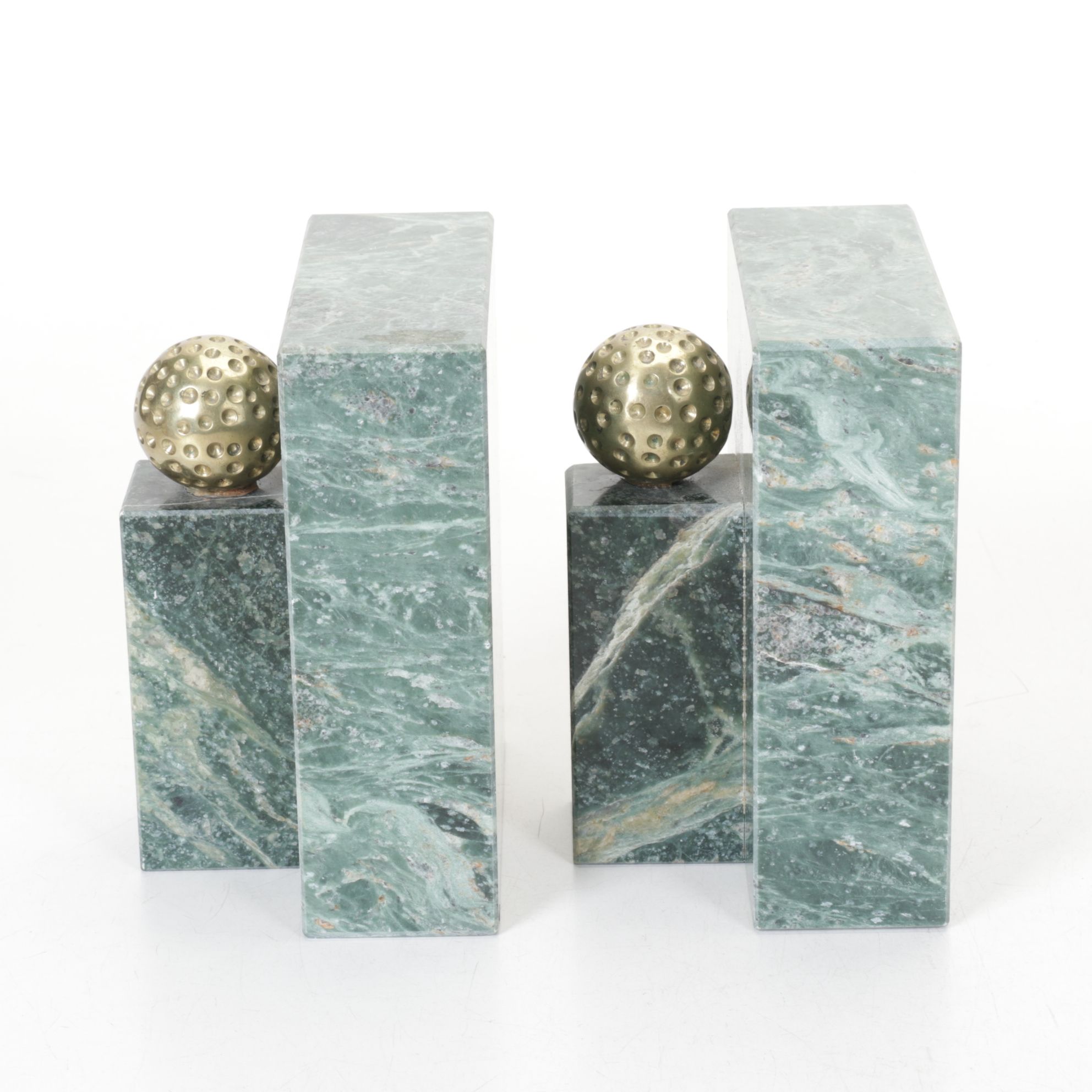 Marble & Gilt Golf Bookends with Curious Monkey Bookends