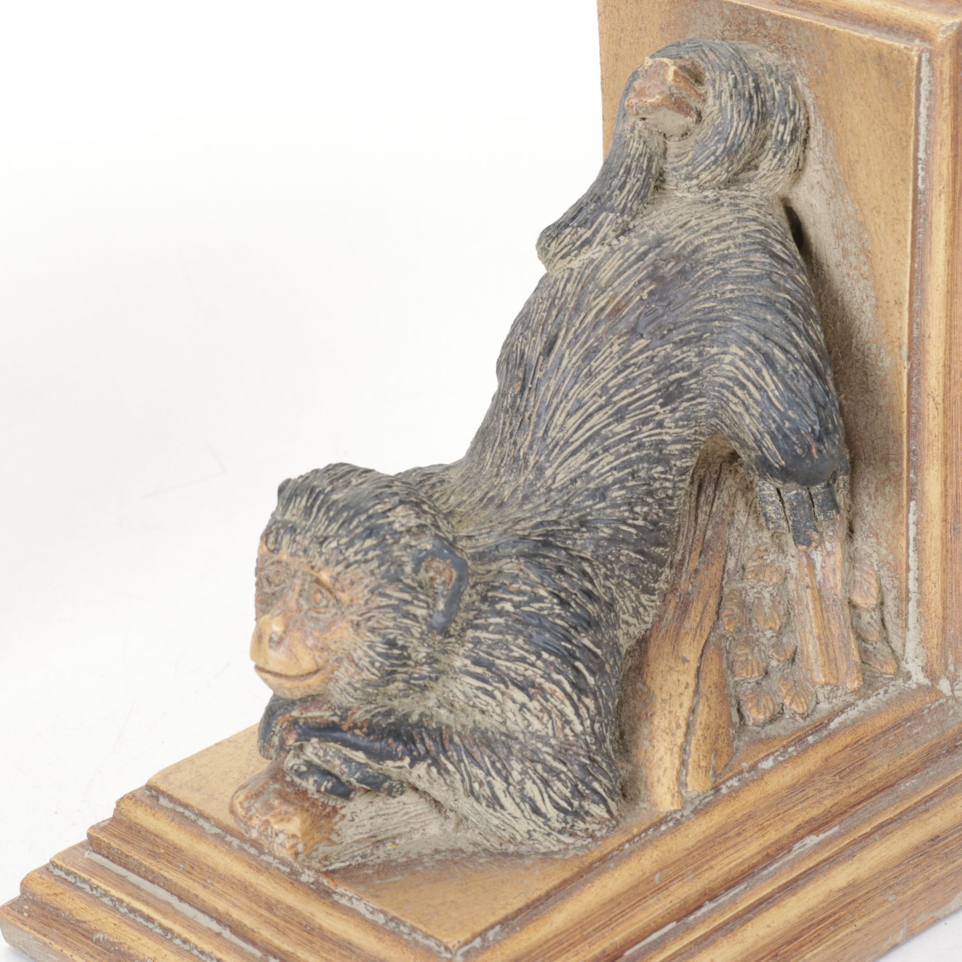 Marble & Gilt Golf Bookends with Curious Monkey Bookends