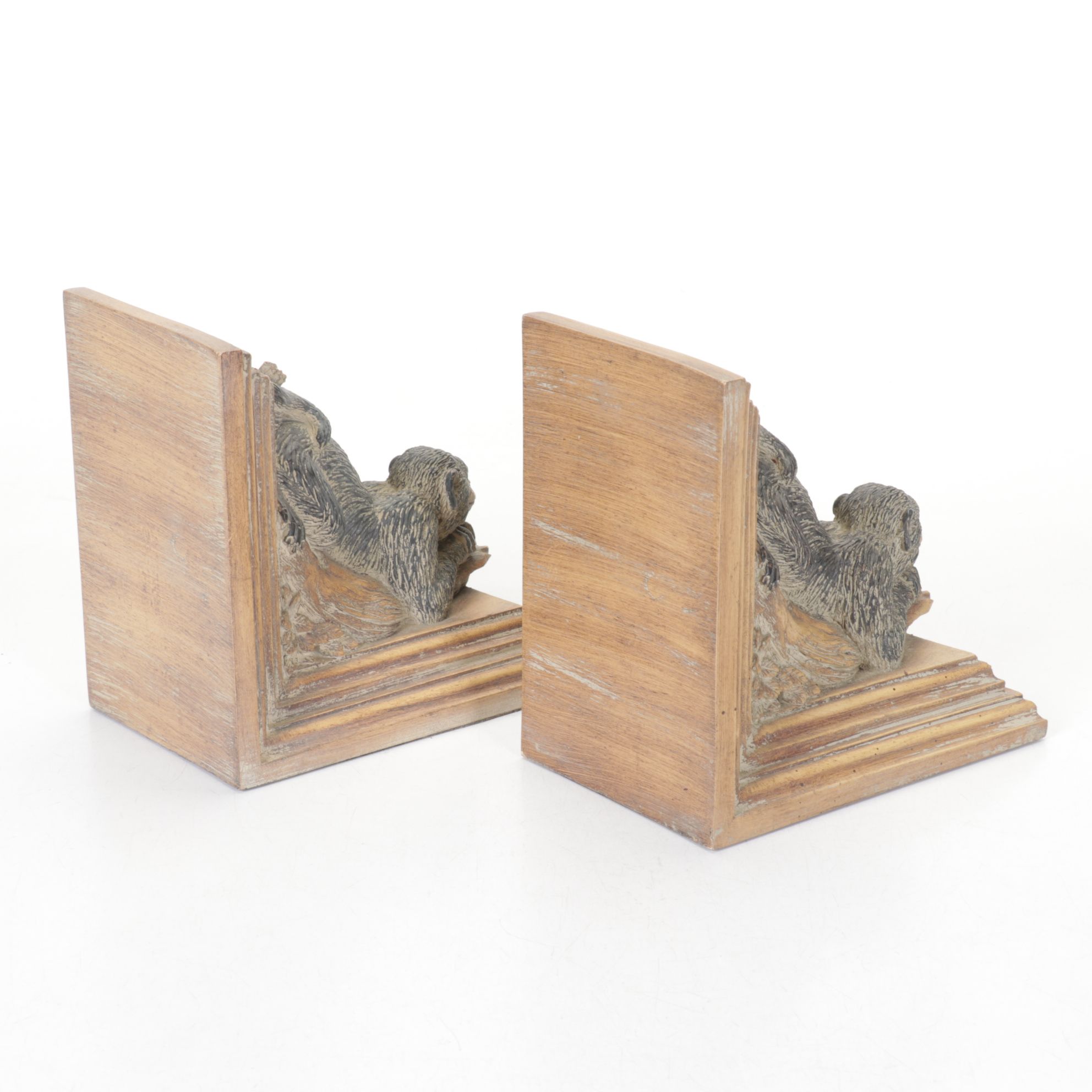 Marble & Gilt Golf Bookends with Curious Monkey Bookends