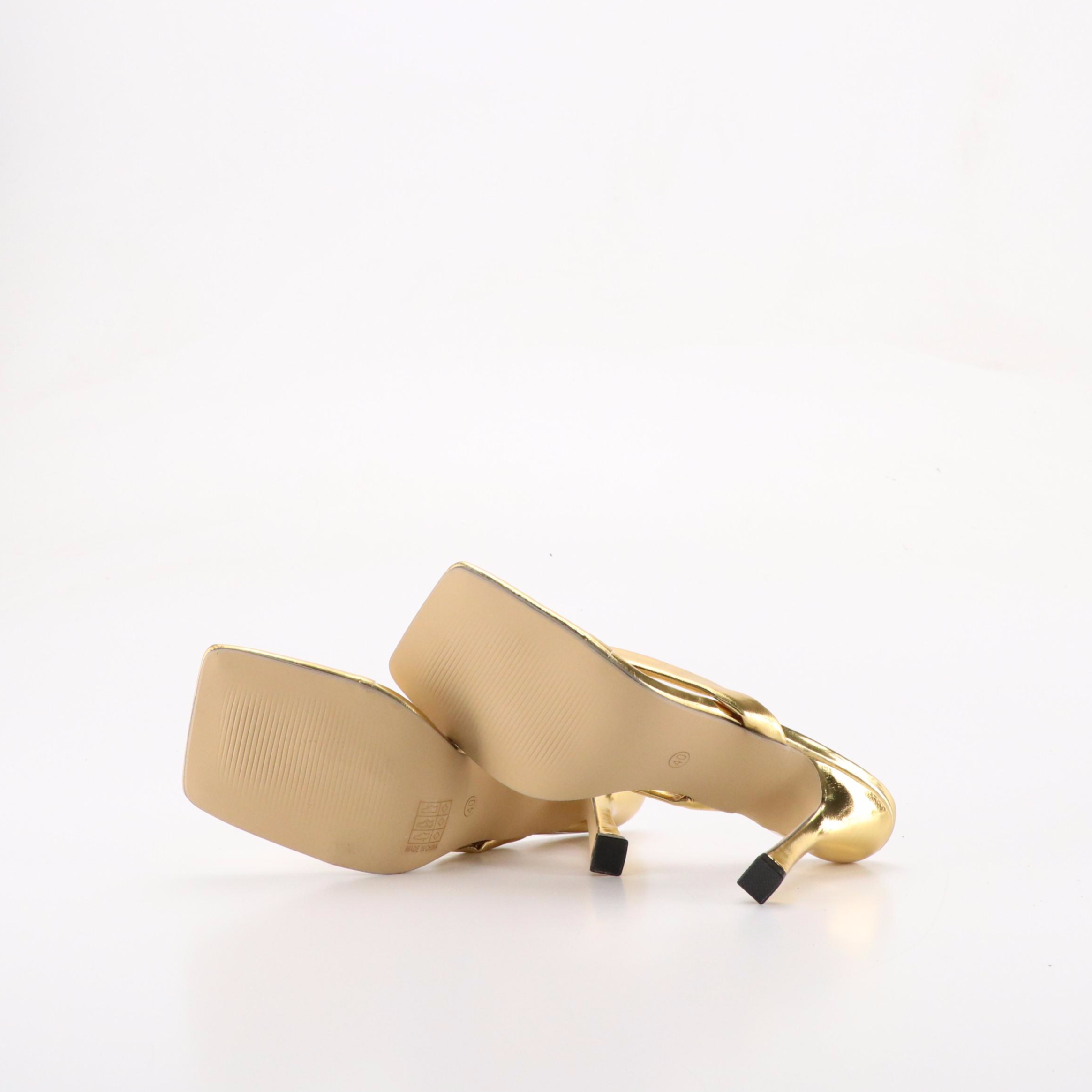 Gold Metallic High Heel Thong Sandals