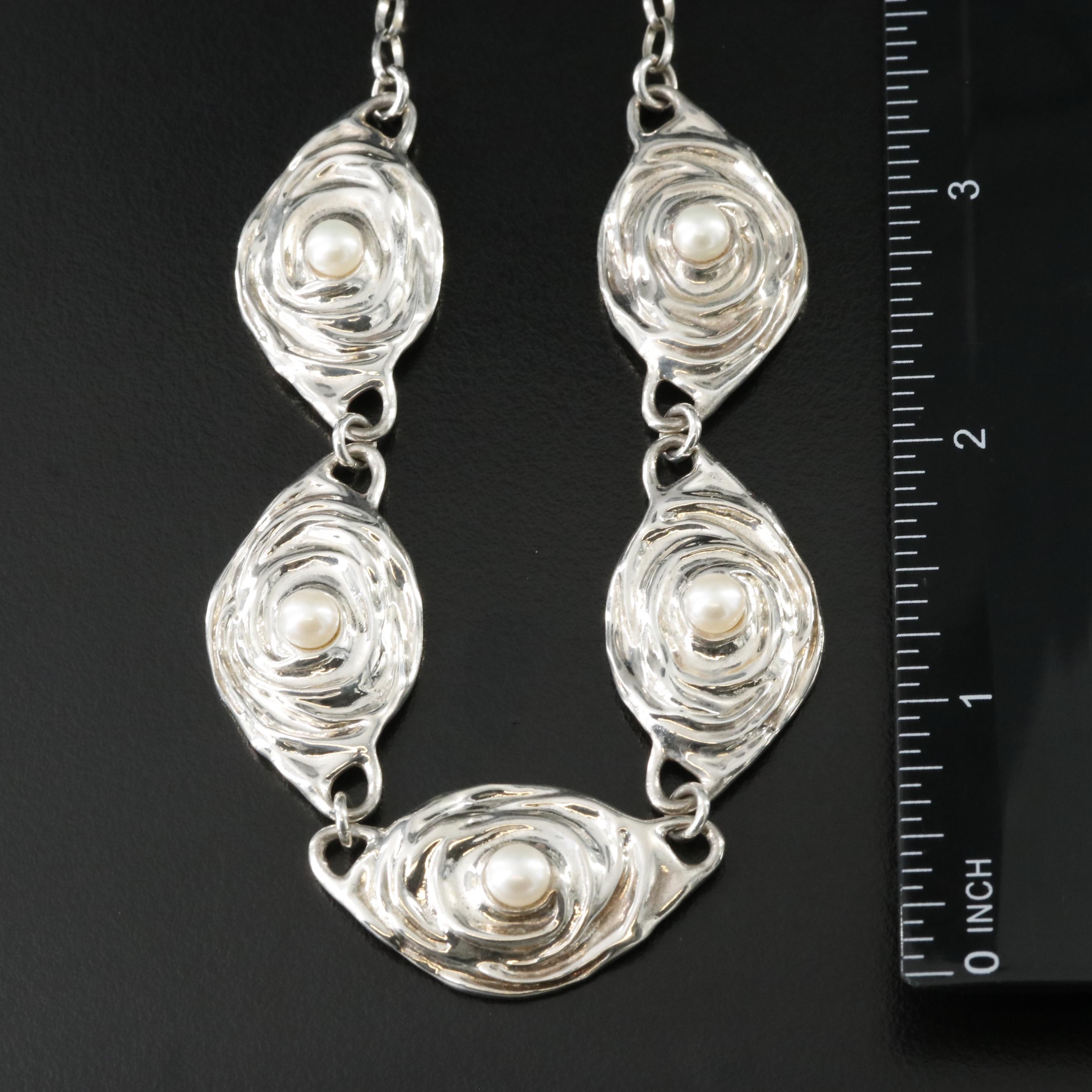 Israeli Haggit Gorali Sterling Pearl Necklace