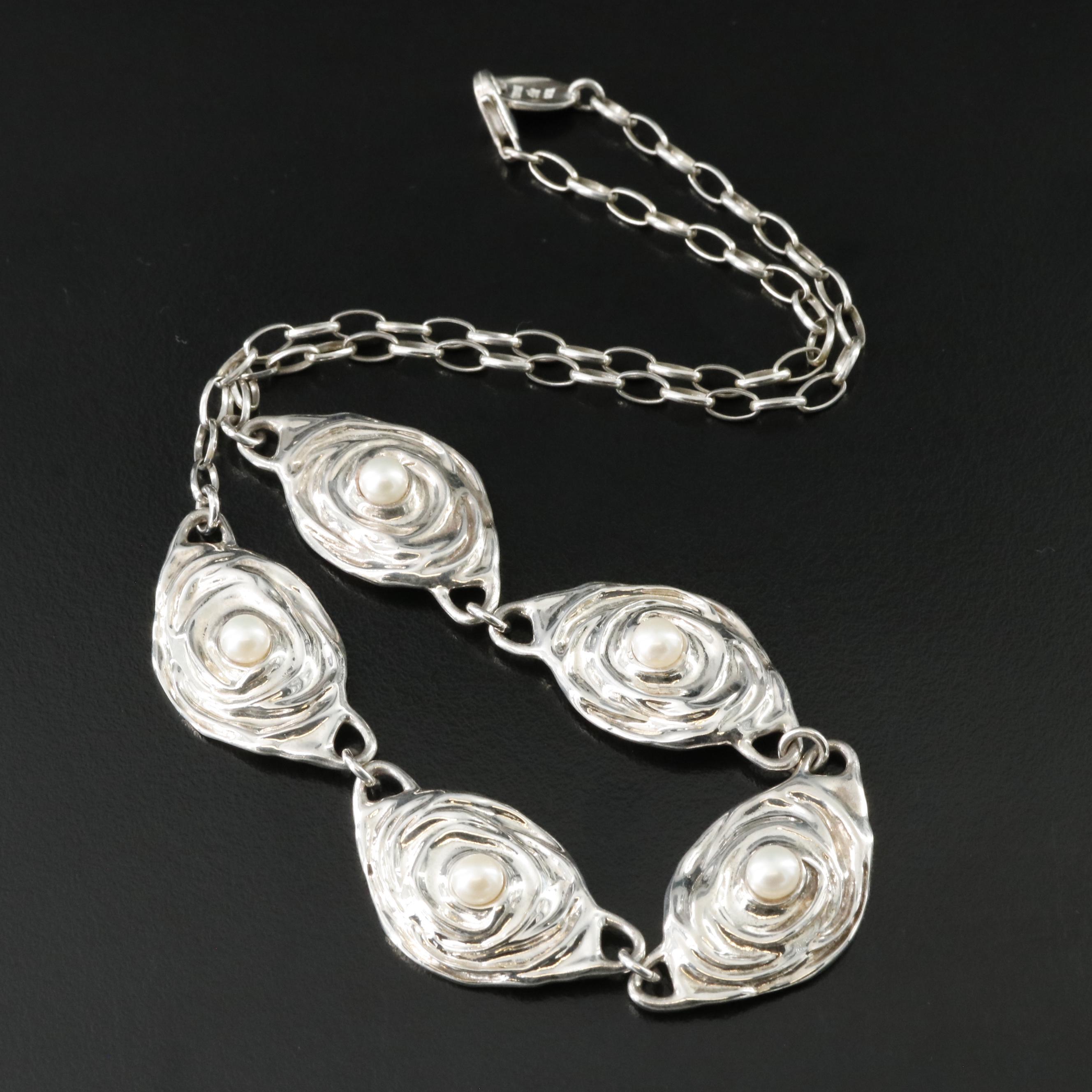 Israeli Haggit Gorali Sterling Pearl Necklace