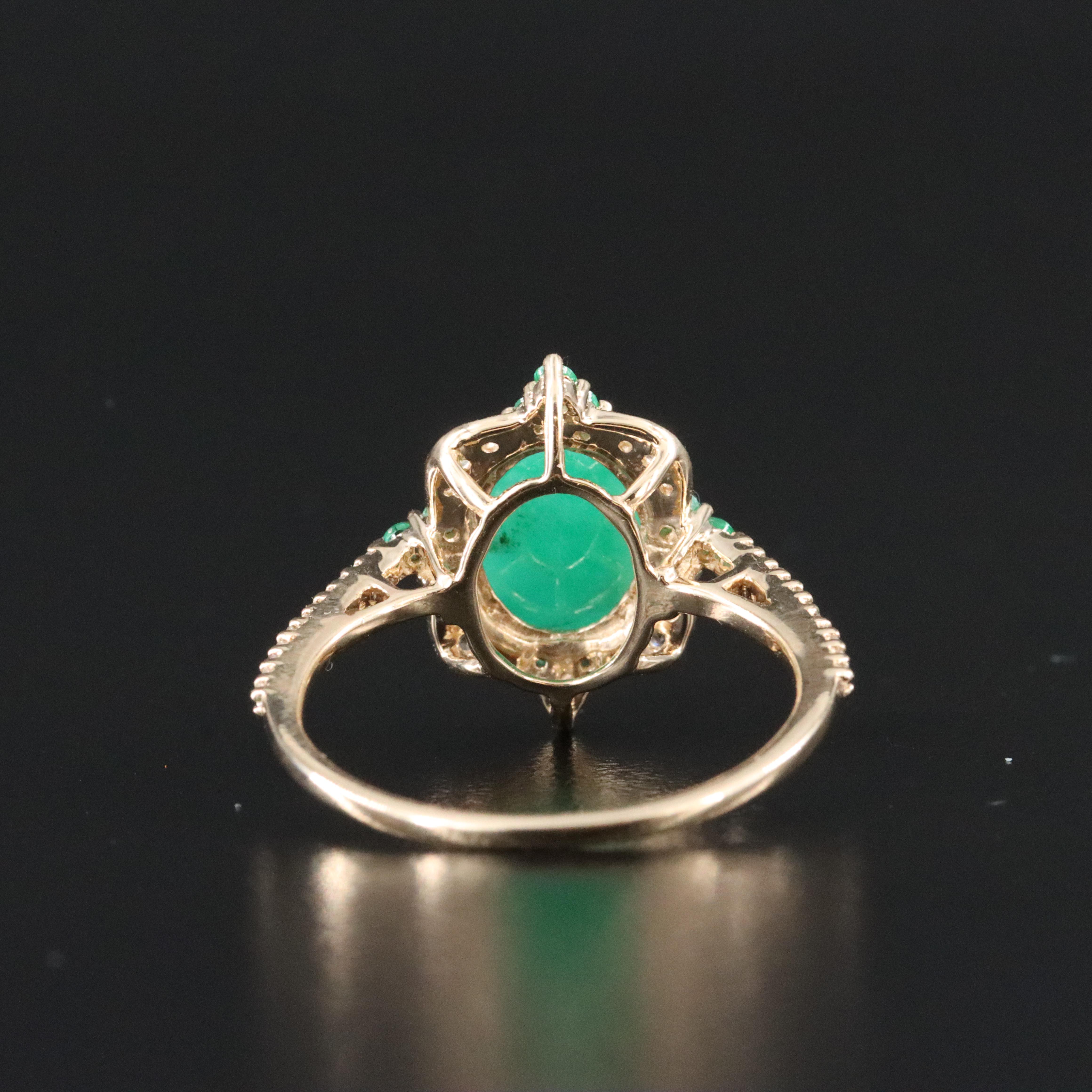 14K 2.07 CT Emerald, White Sapphire and White Topaz Ring